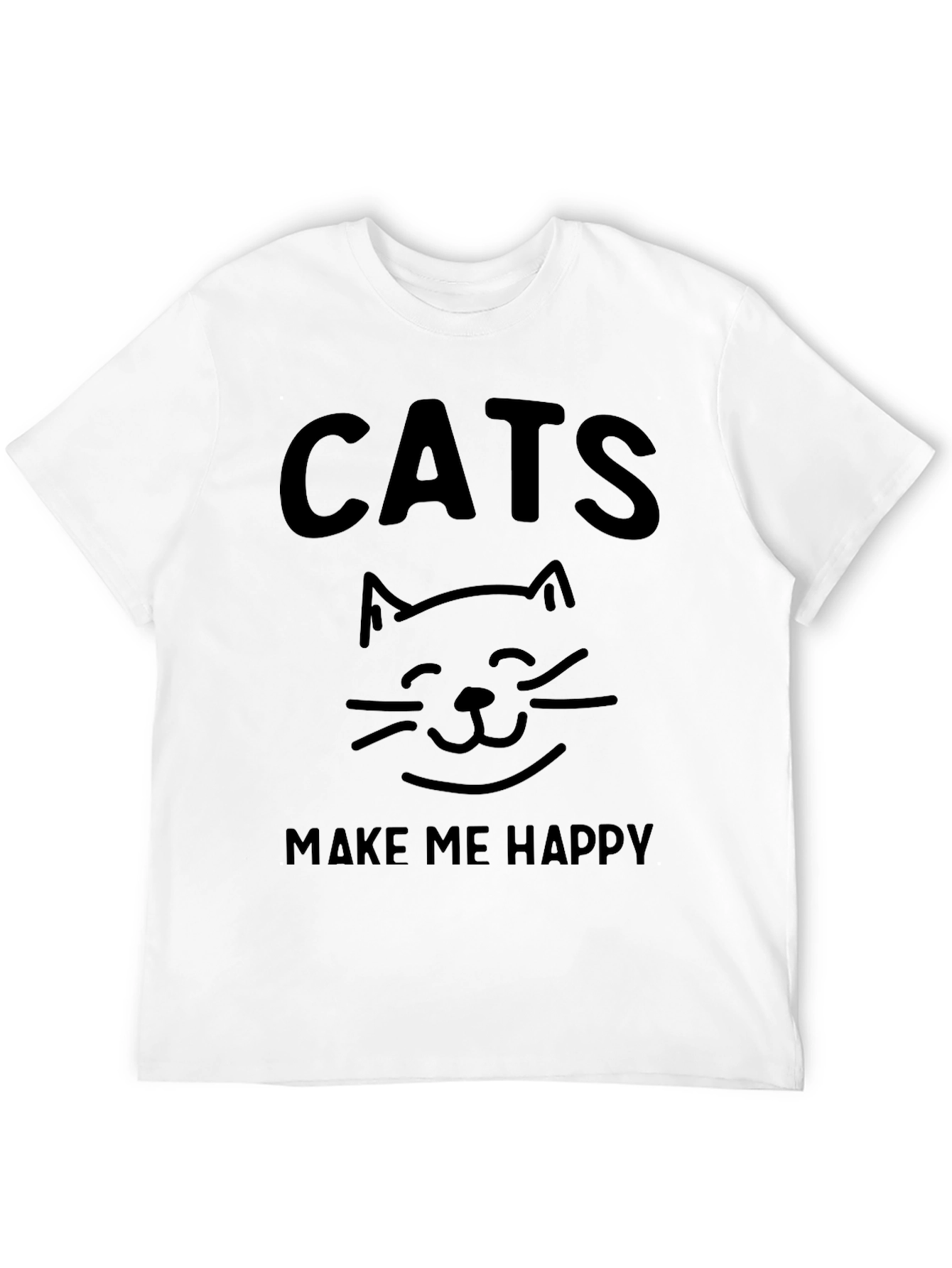 Cats Make Me Happy Graphic Tee - Black