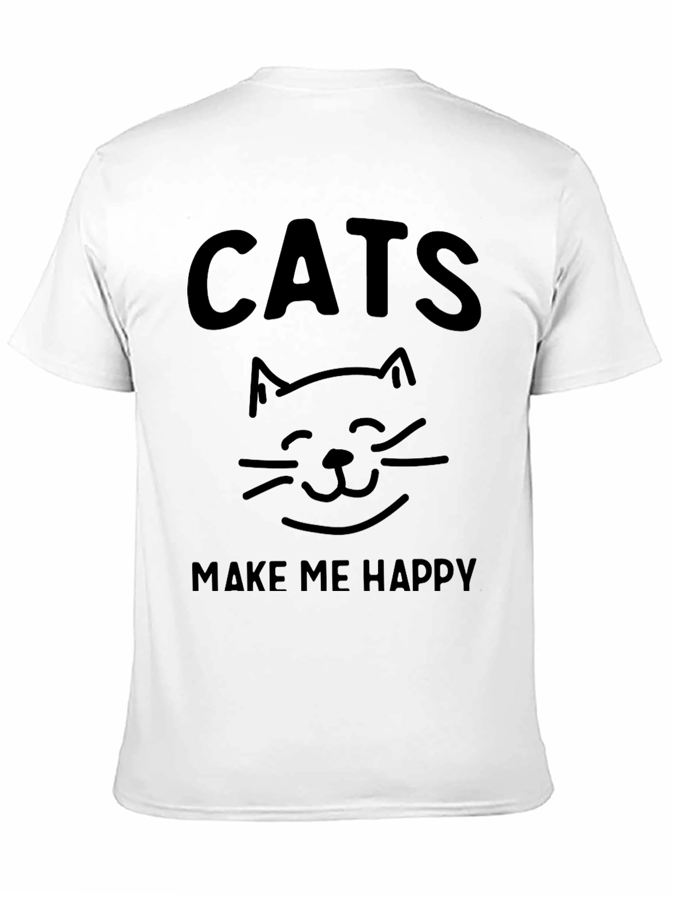 Cats Make Me Happy Graphic Tee - Black