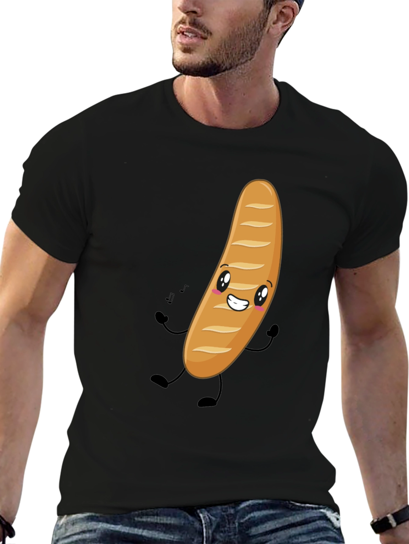Funny Bread Cartoon Graphic T-Shirt