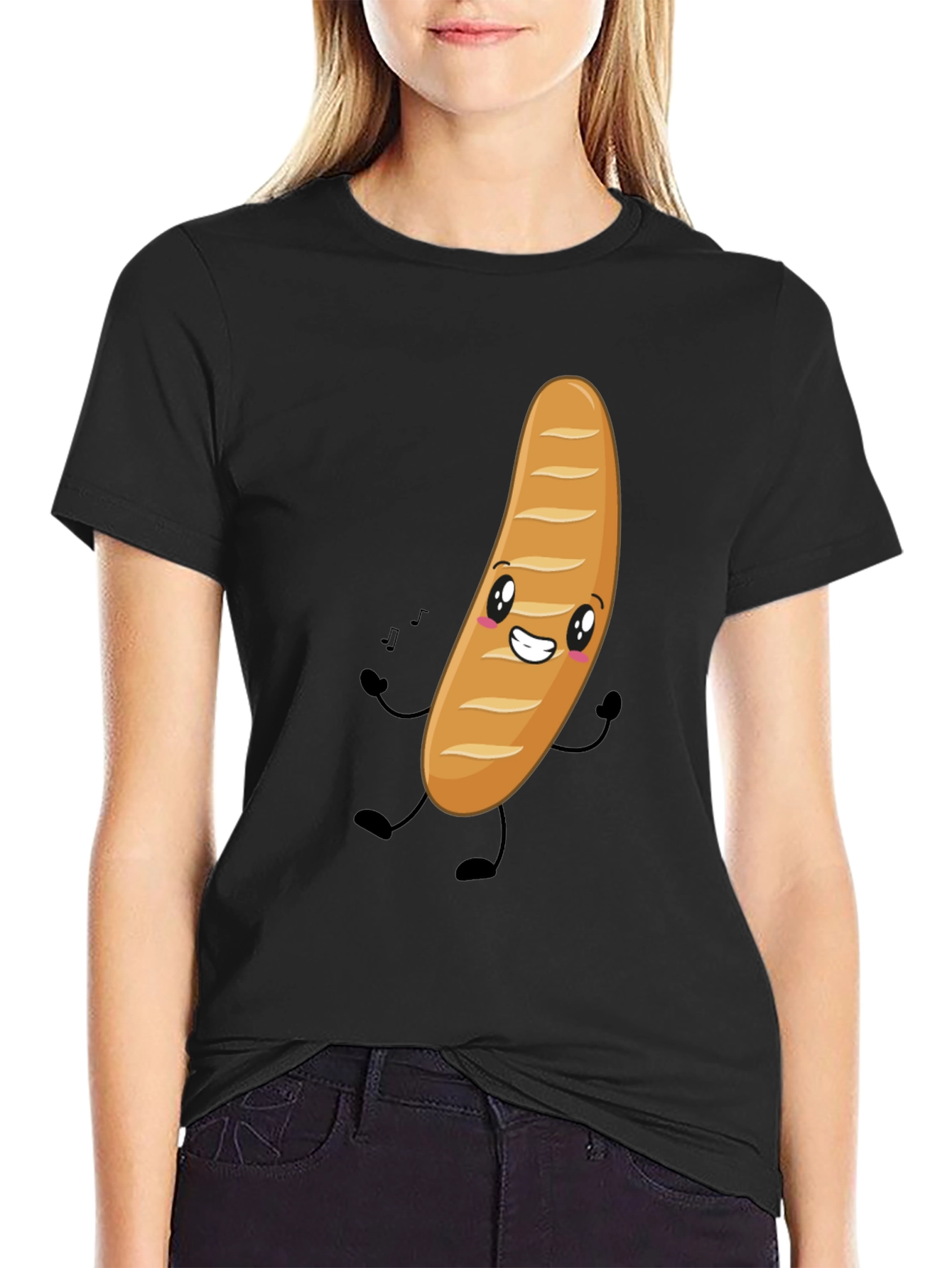 Funny Bread Cartoon Graphic T-Shirt