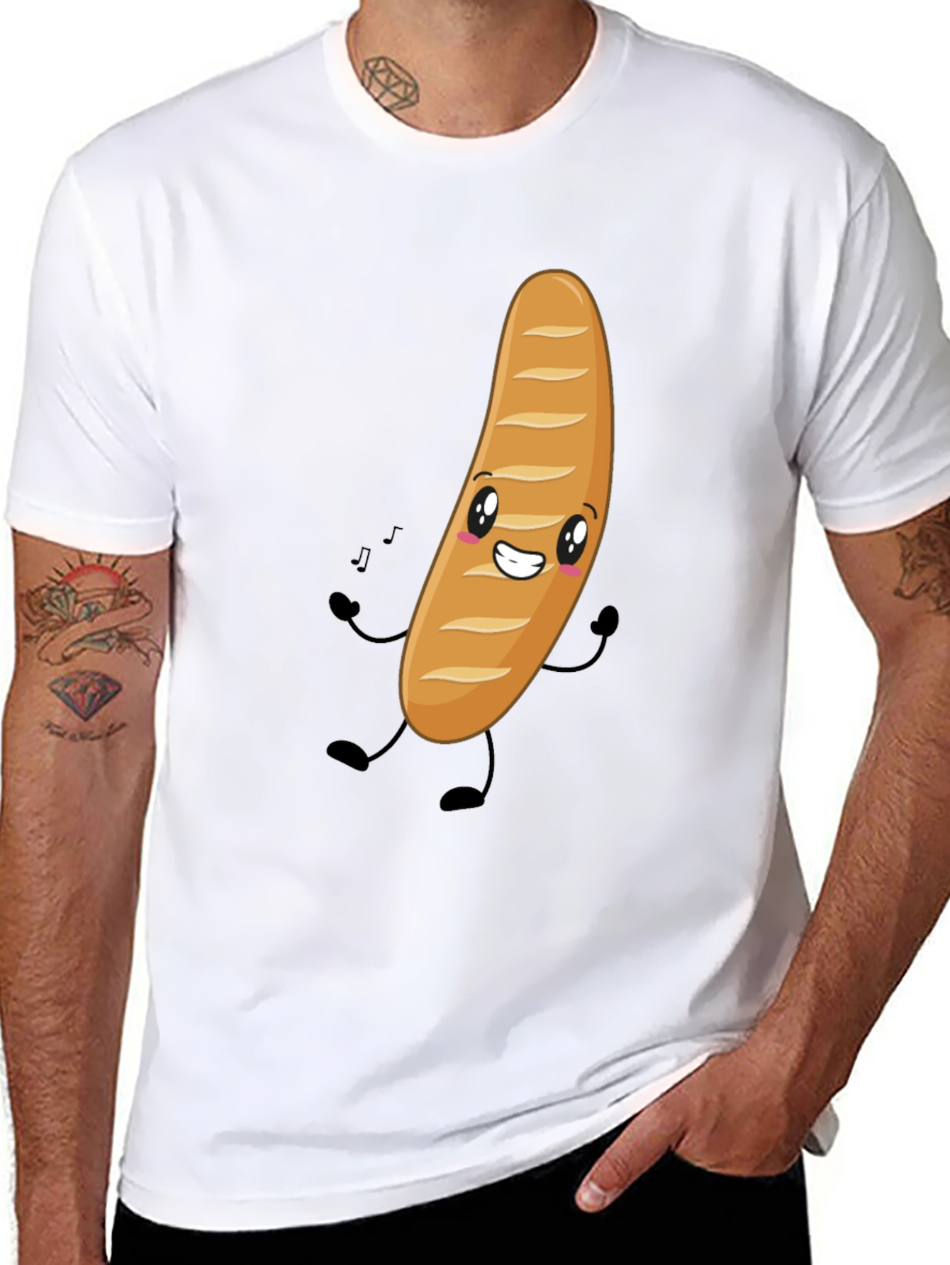 Funny Bread Cartoon Graphic T-Shirt