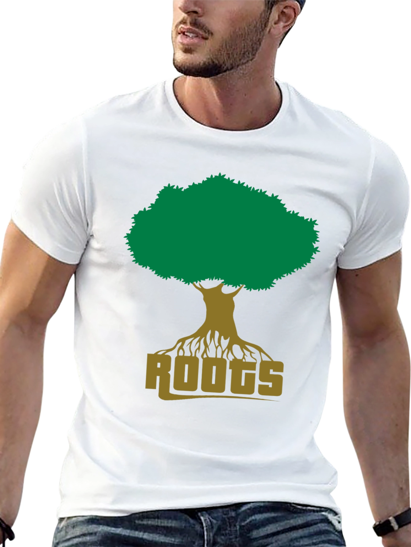 Roots Tree Graphic Tee - Black Cotton T-Shirt