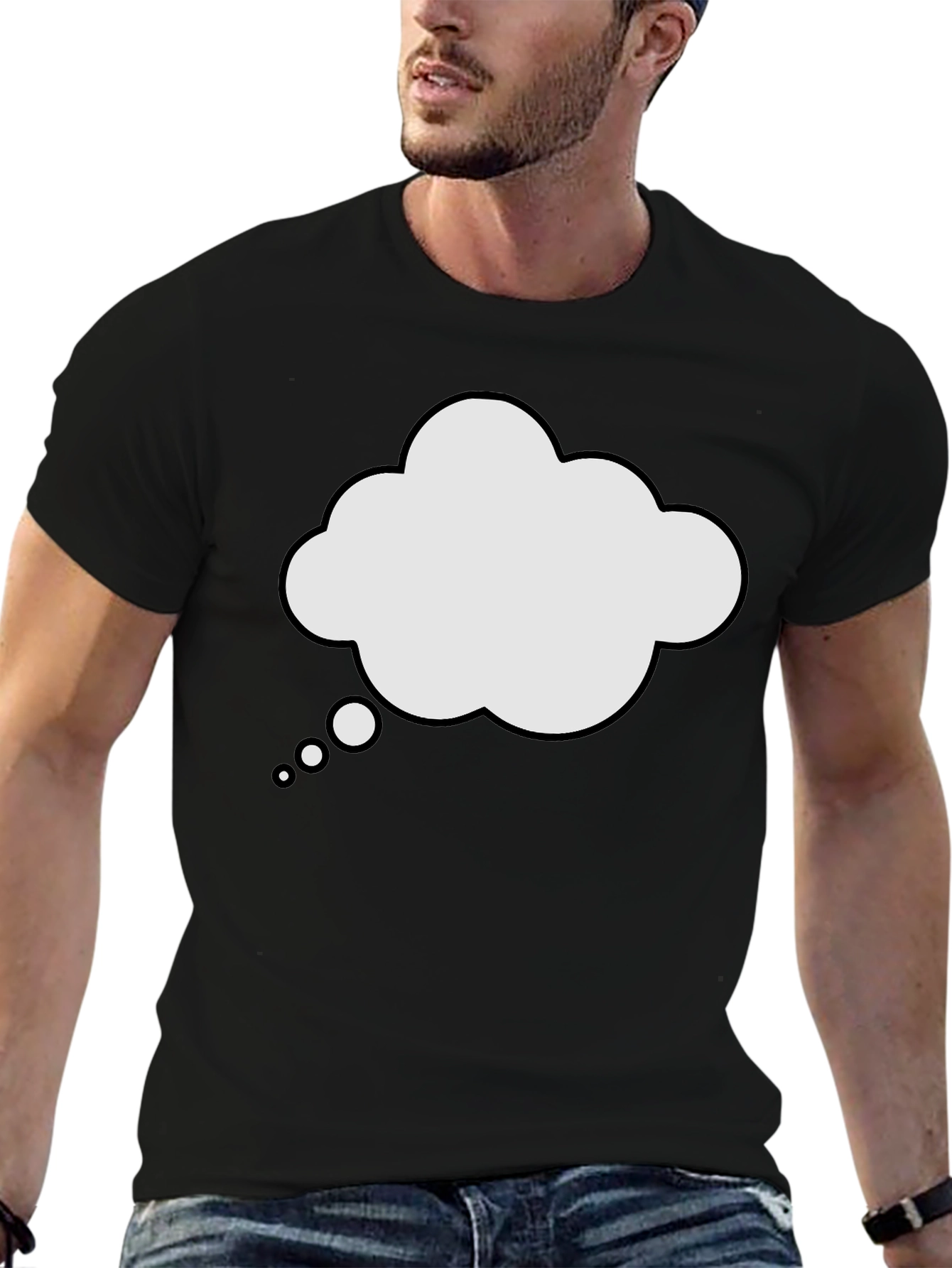 Mens Black T-Shirt with Thought Bubble Graphic