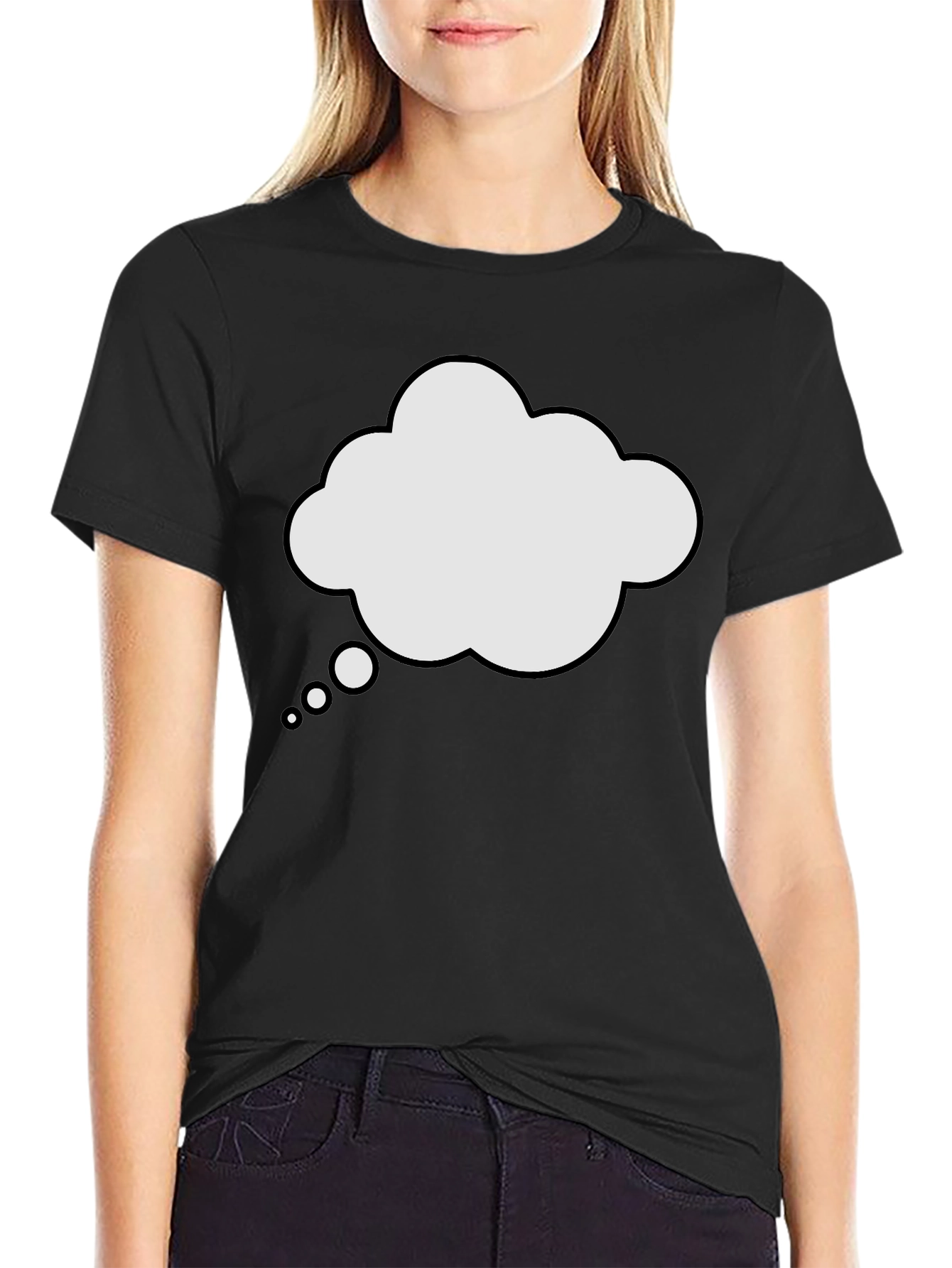 Mens Black T-Shirt with Thought Bubble Graphic