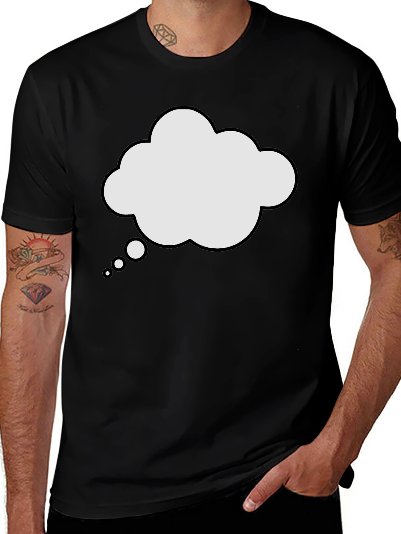 Mens Black T-Shirt with Thought Bubble Graphic