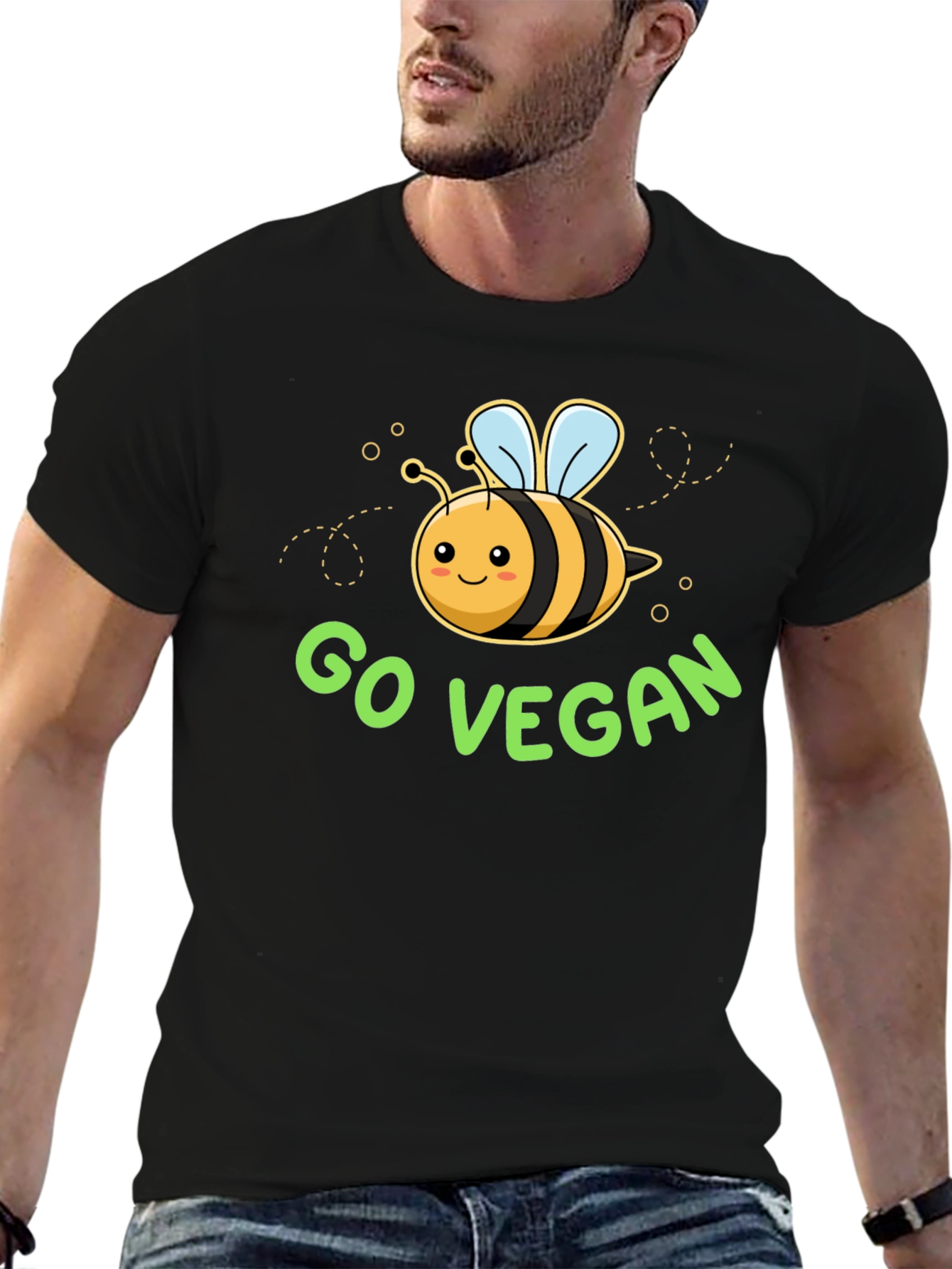 Go Vegan Bee Graphic T-Shirt