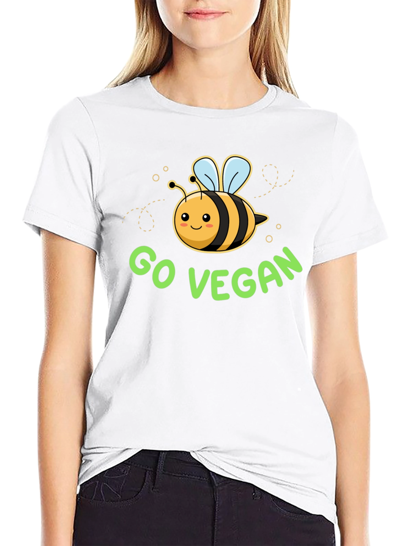 Go Vegan Bee Graphic T-Shirt