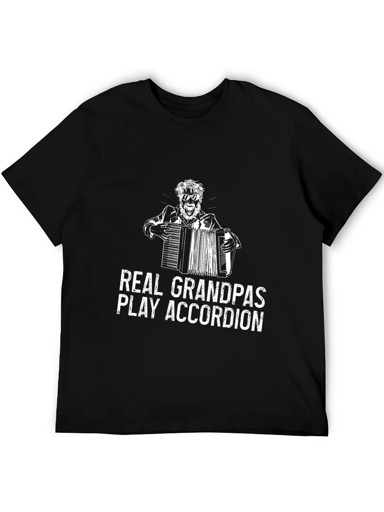 Real Grandpas Play Accordion Black T-Shirt