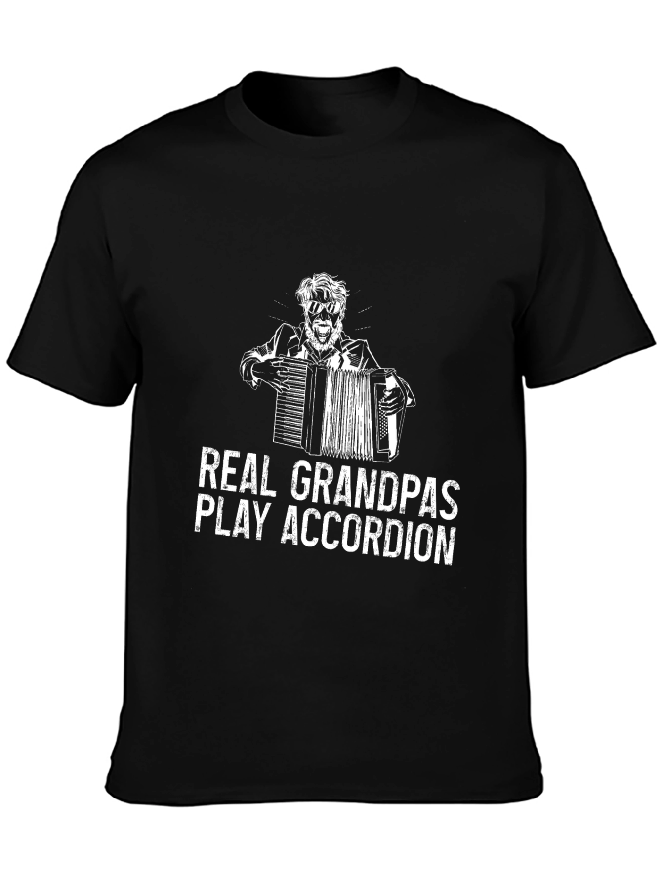 Real Grandpas Play Accordion Black T-Shirt