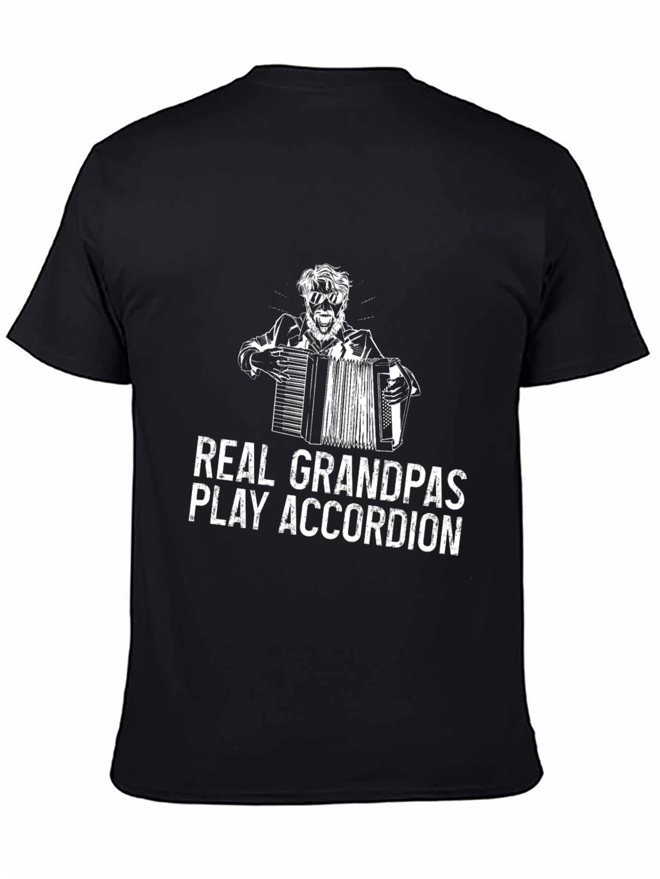 Real Grandpas Play Accordion Black T-Shirt