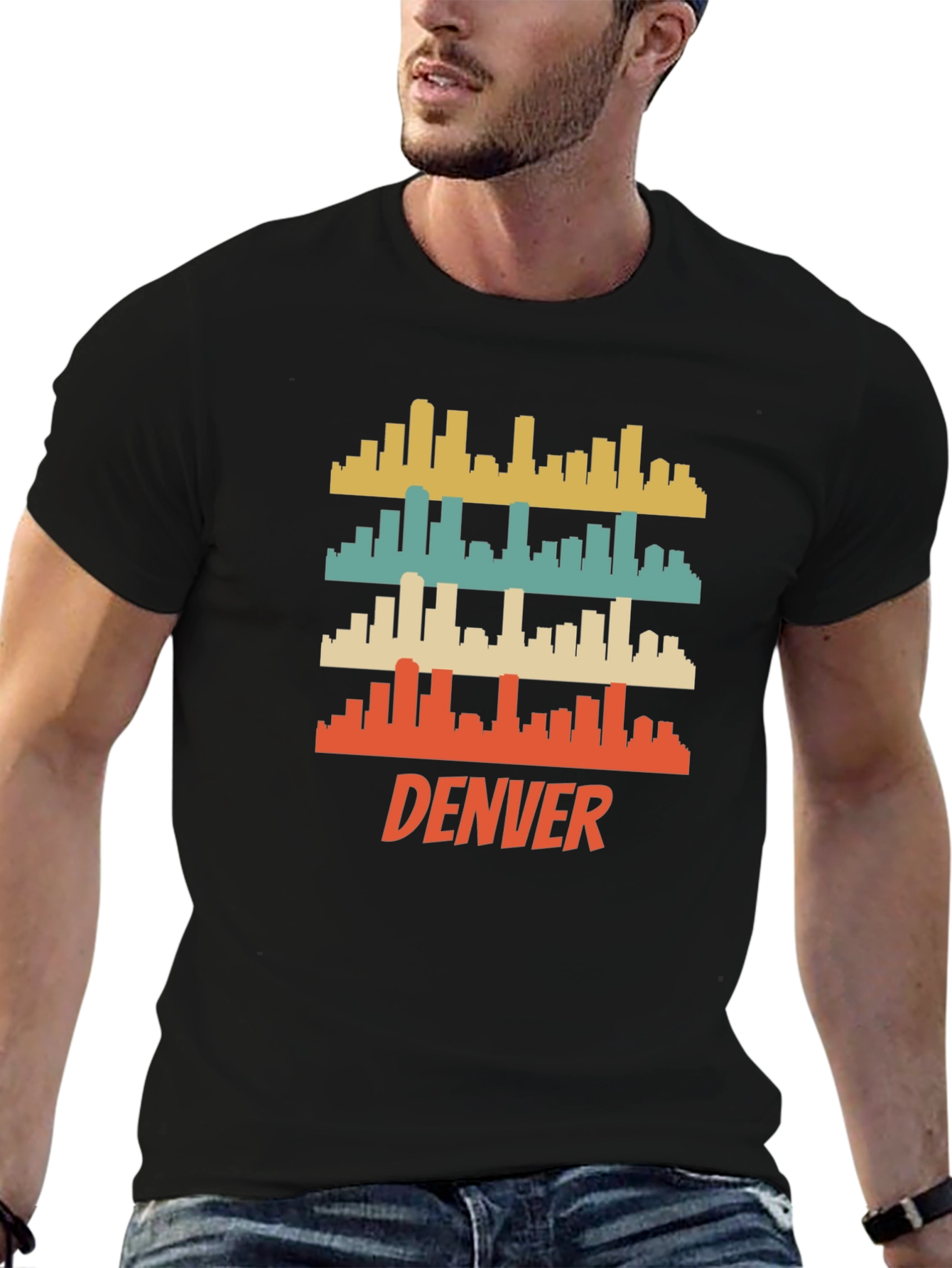 Retro Denver Skyline Graphic T-Shirt
