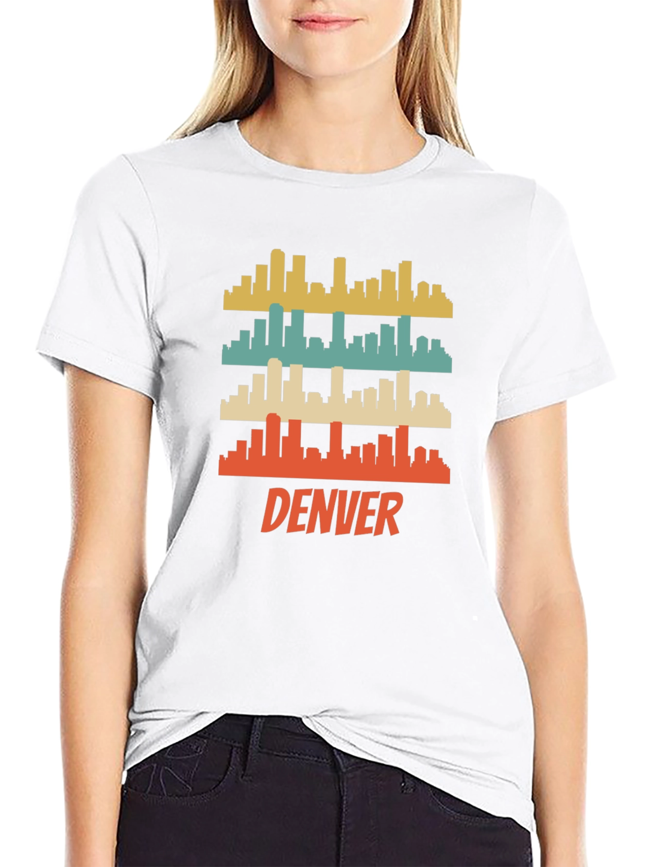 Retro Denver Skyline Graphic T-Shirt