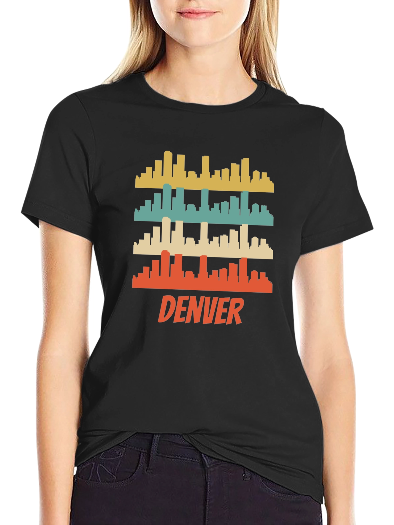Retro Denver Skyline Graphic T-Shirt