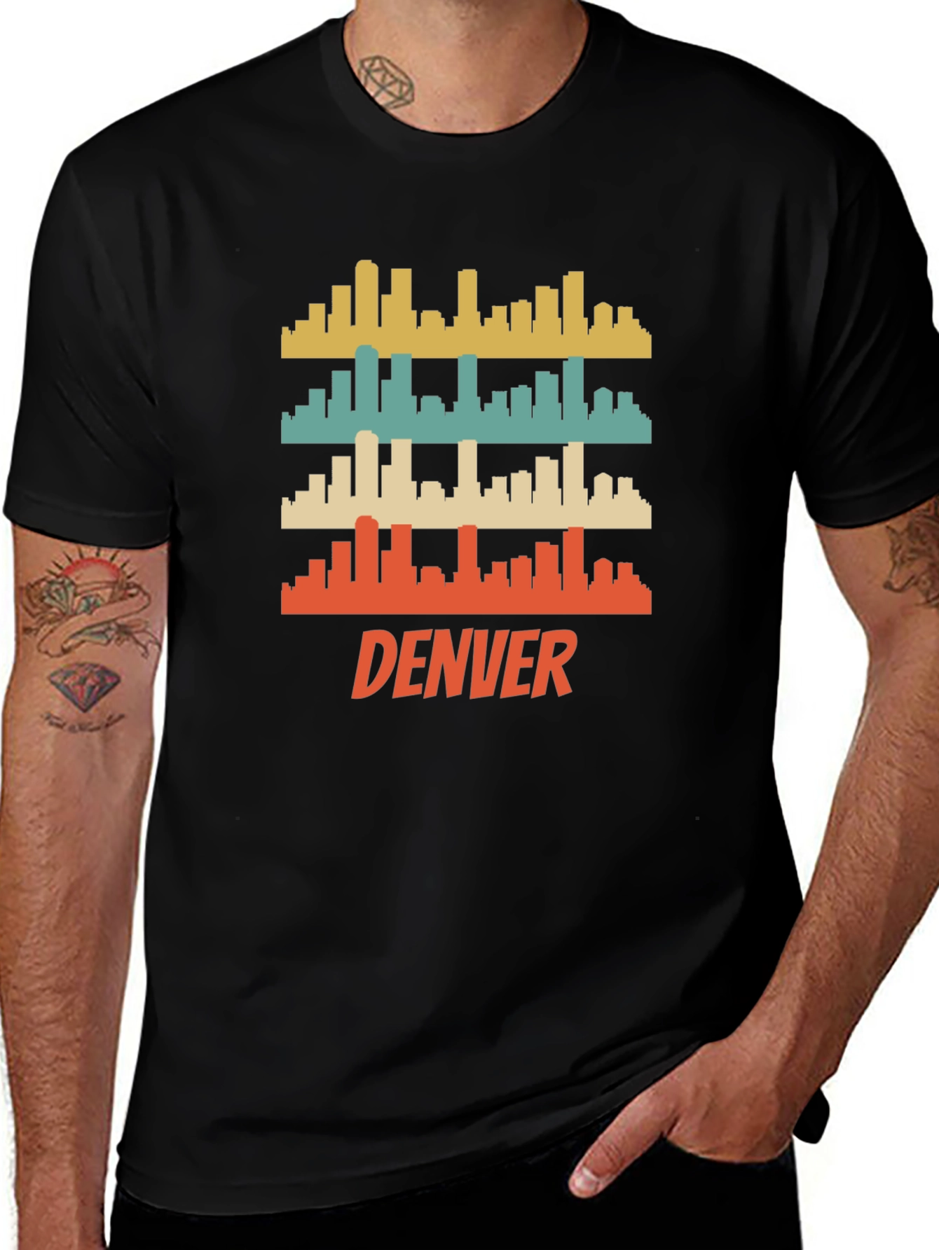 Retro Denver Skyline Graphic T-Shirt