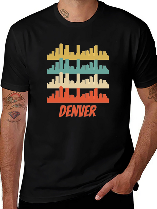 Retro Denver Skyline Graphic T-Shirt