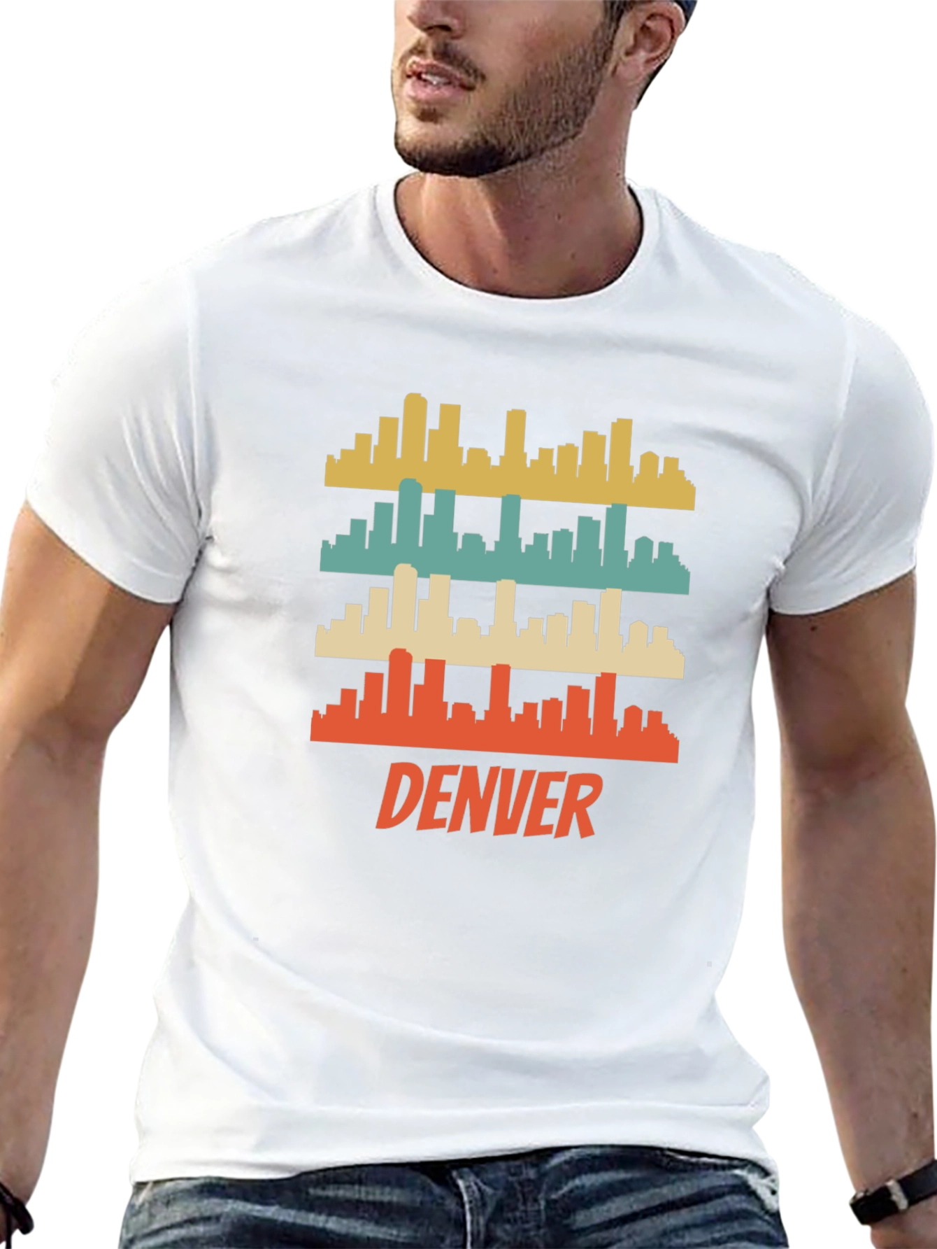Retro Denver Skyline Graphic T-Shirt