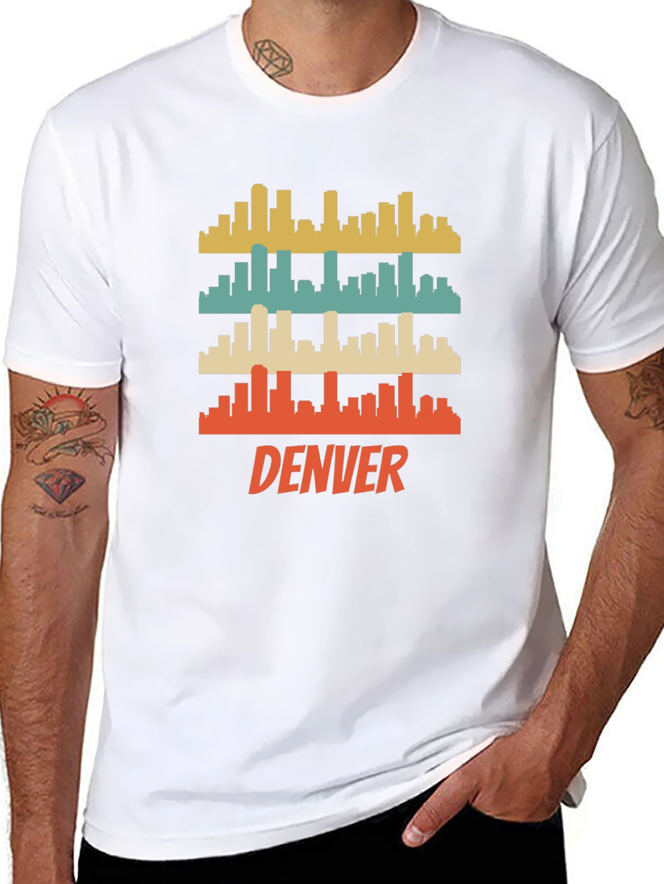 Retro Denver Skyline Graphic T-Shirt