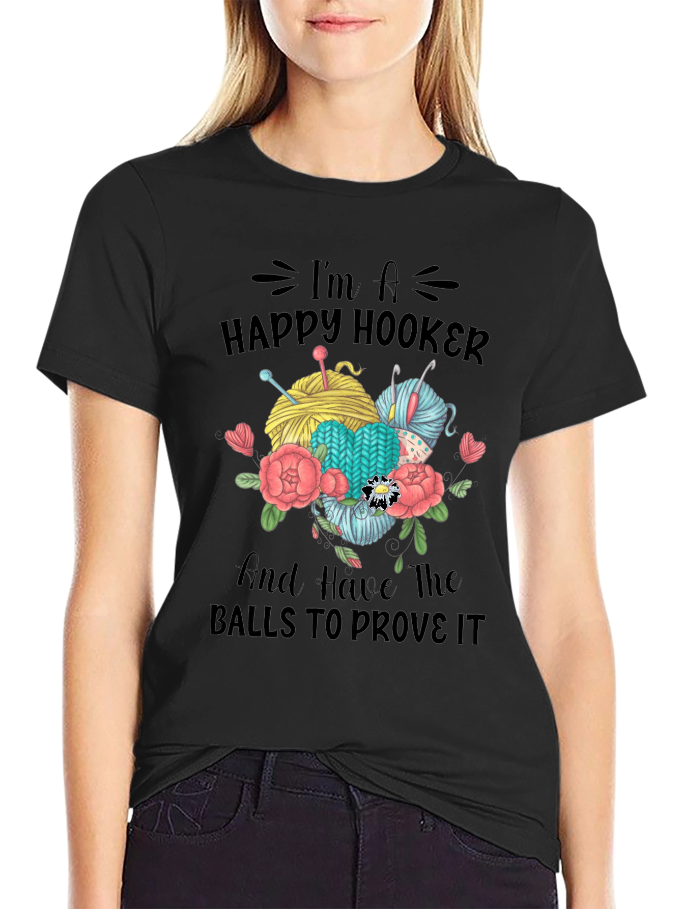 Happy Hooker T-Shirt Funny Crochet Tee
