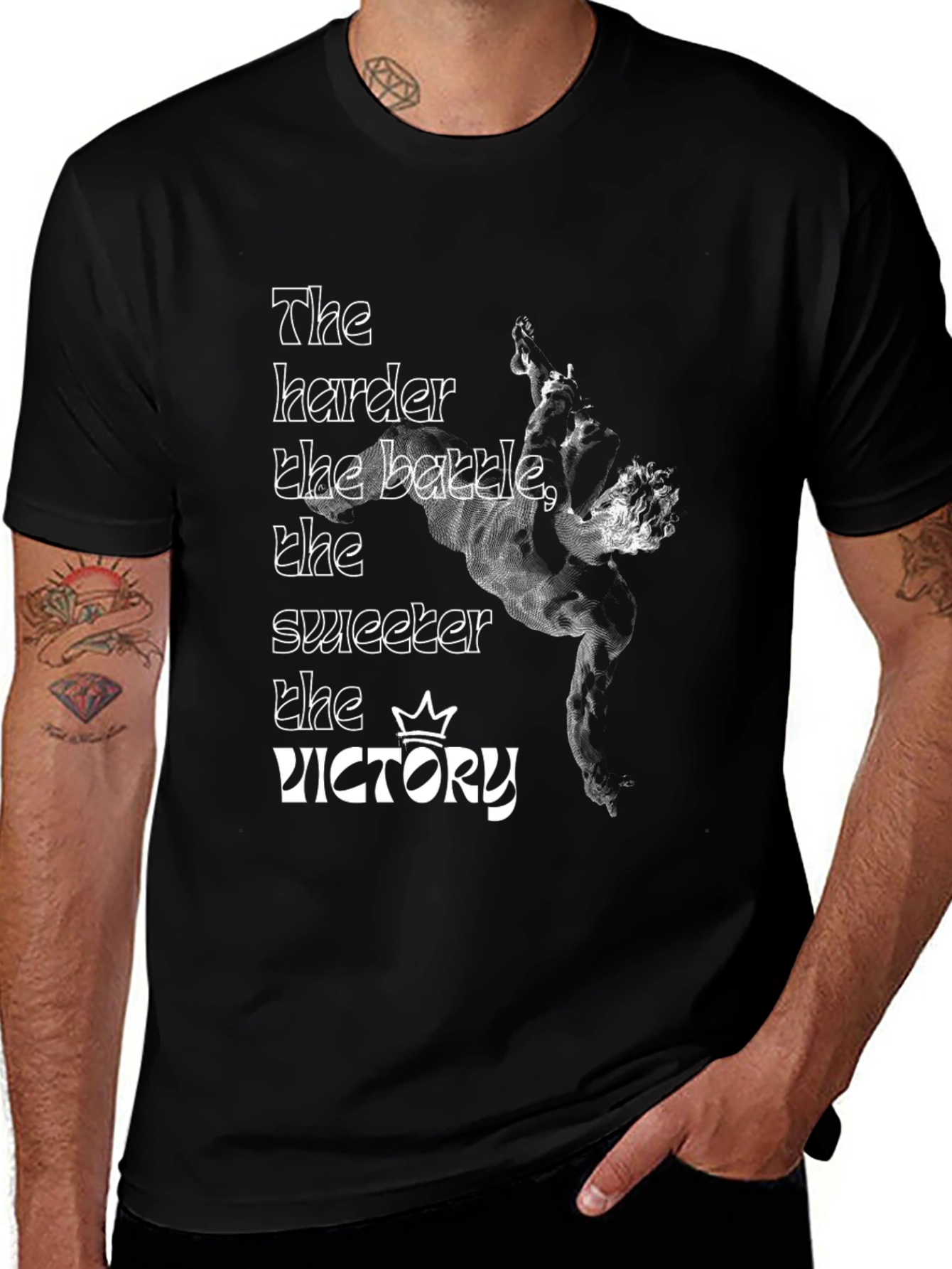 Motivational Graphic Tee - The Harder the Battle