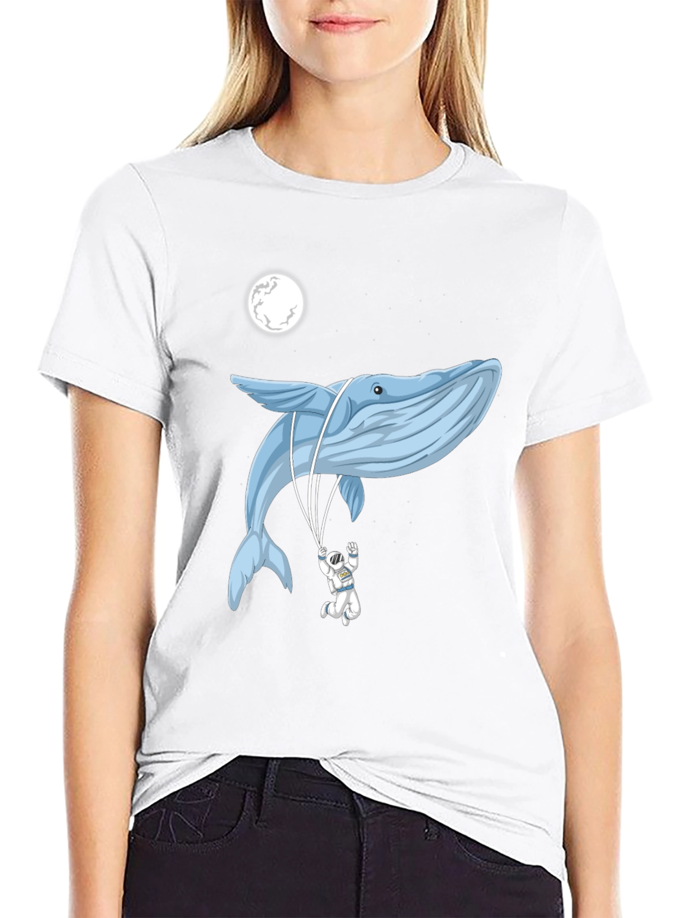 Whimsical Whale & Astronaut Graphic Tee
