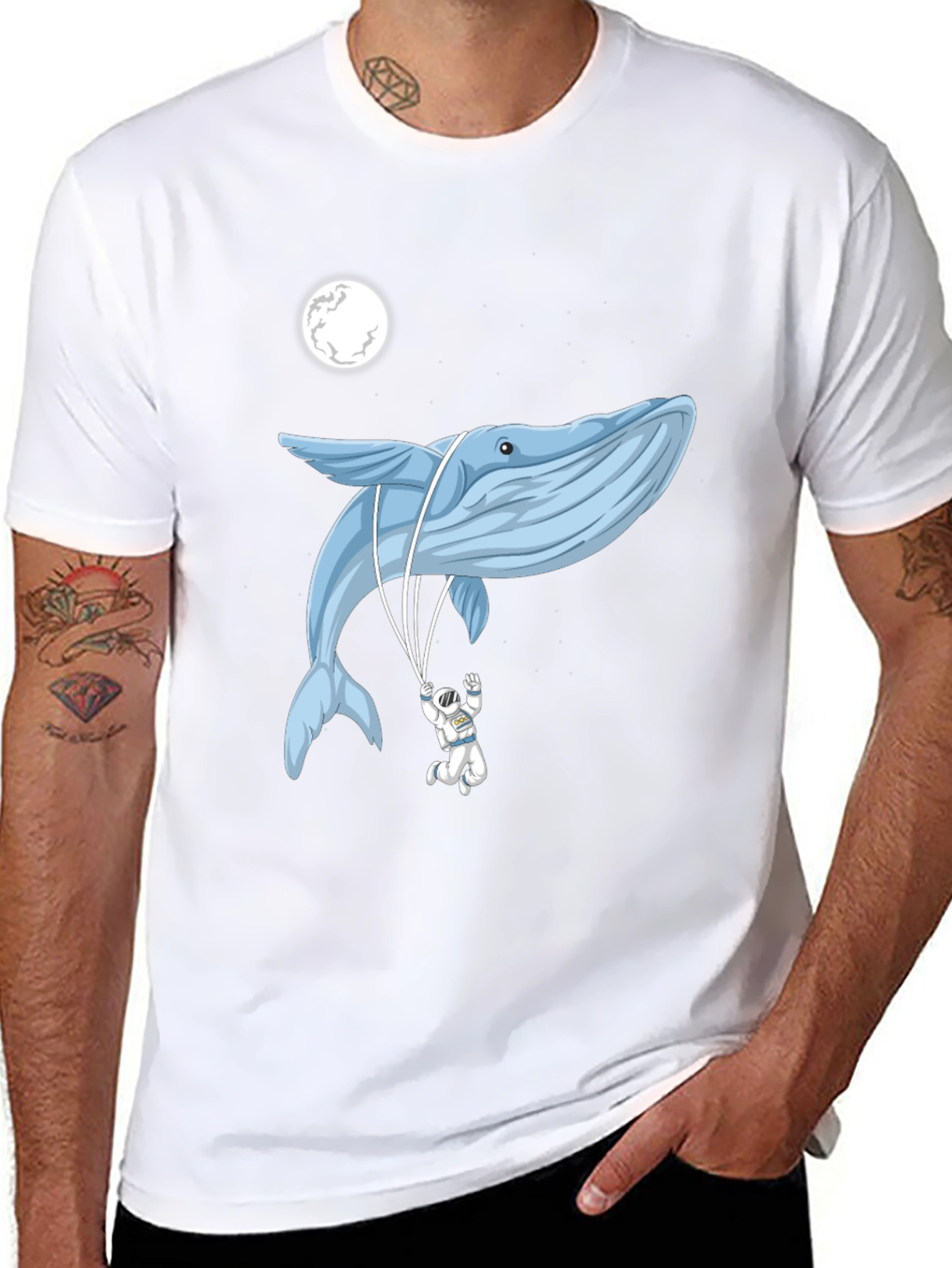 Whimsical Whale & Astronaut Graphic Tee