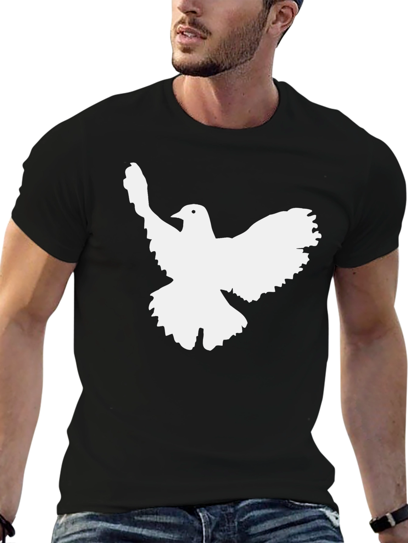 Dove Graphic T-Shirt - Black Short Sleeve Mens
