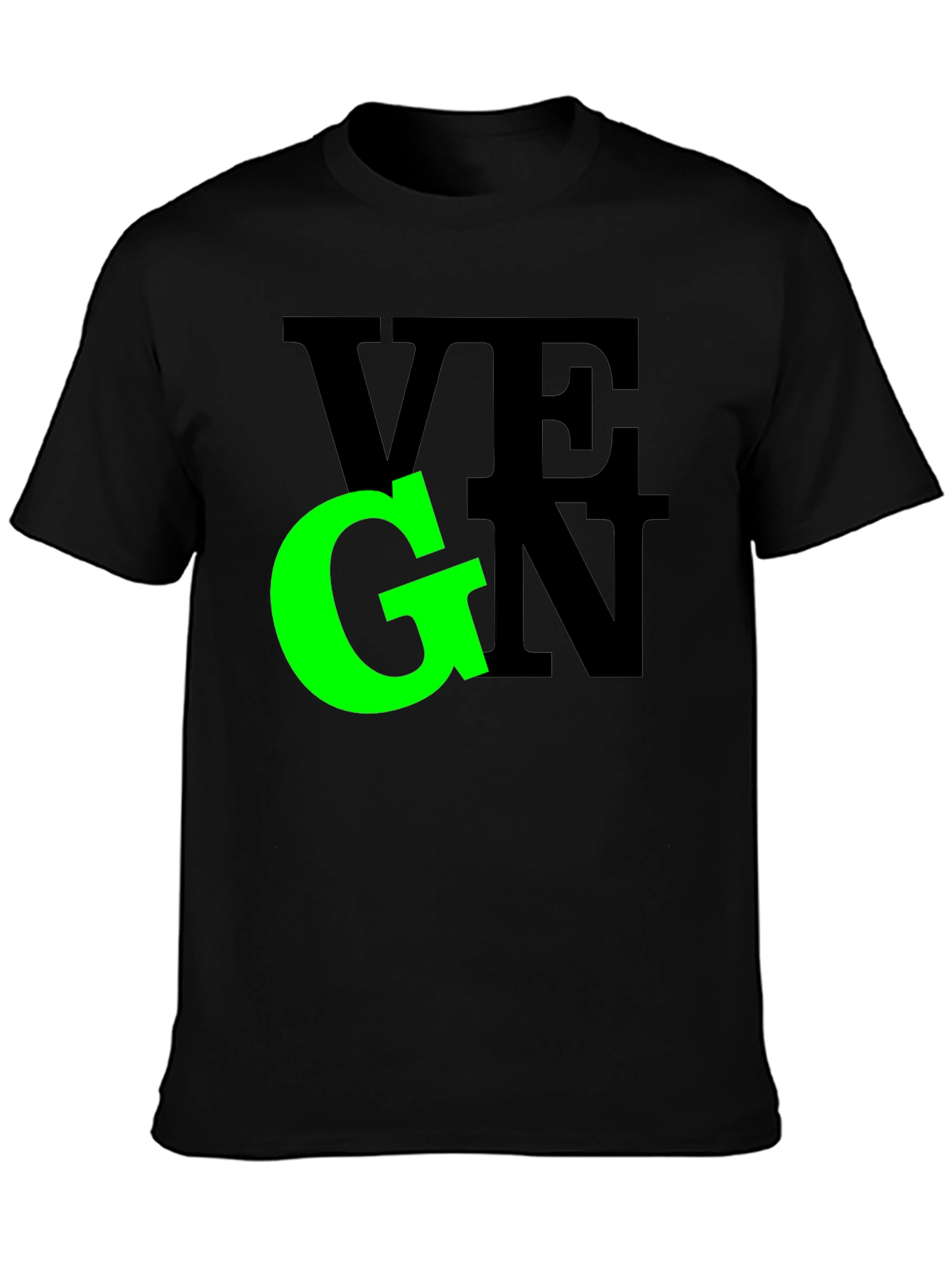 Vegan Graphic Tee - Black Crew Neck T-Shirt