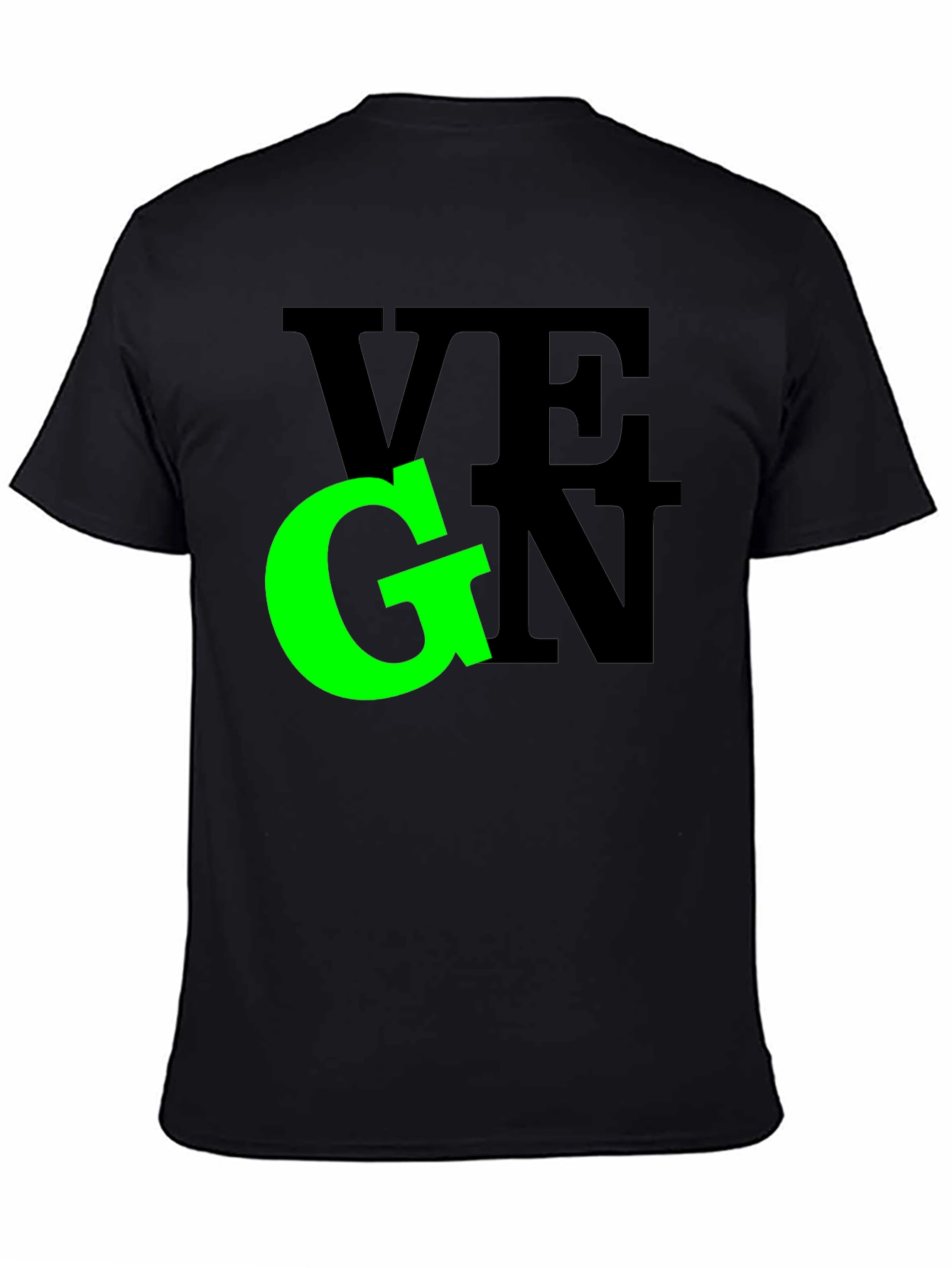 Vegan Graphic Tee - Black Crew Neck T-Shirt