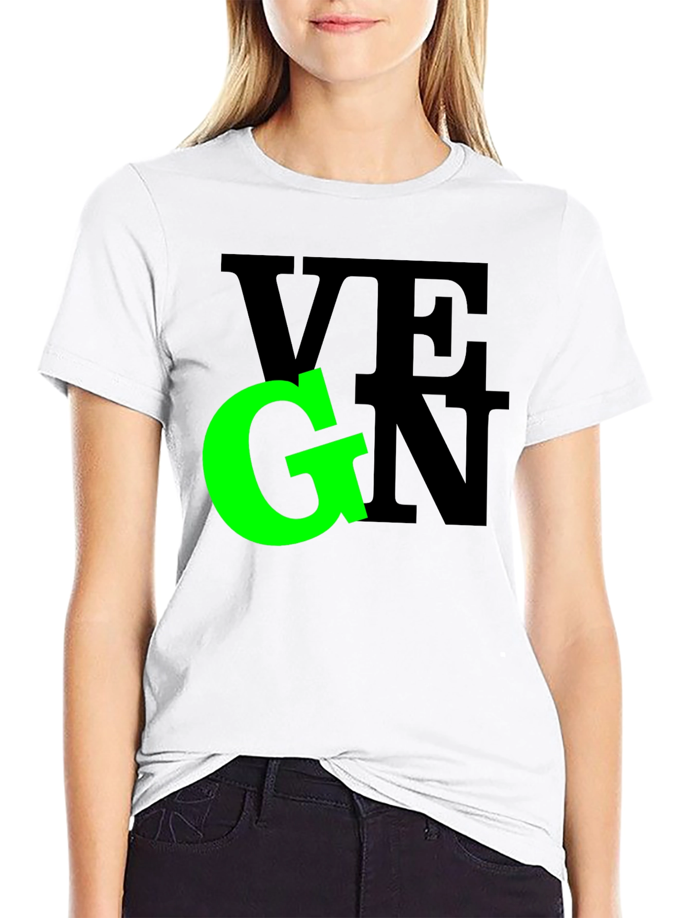 Vegan Graphic Tee - Black Crew Neck T-Shirt