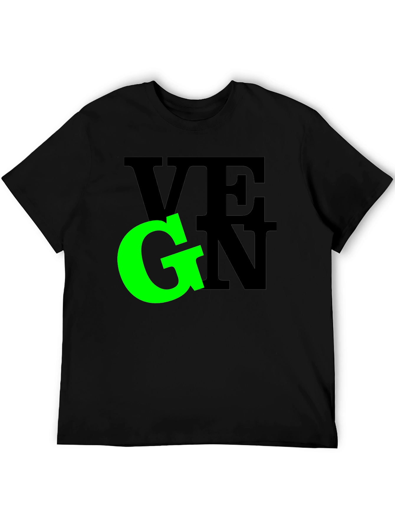 Vegan Graphic Tee - Black Crew Neck T-Shirt