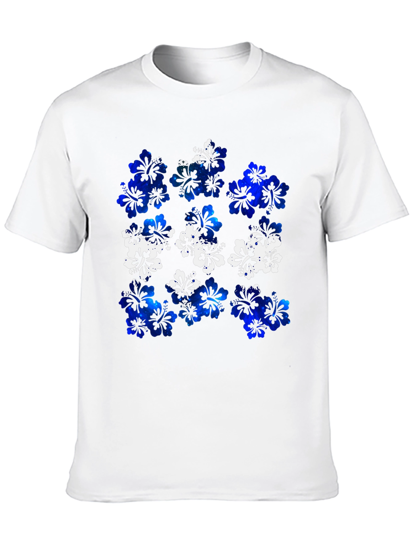 Hibiscus Floral Print Mens Black T-Shirt