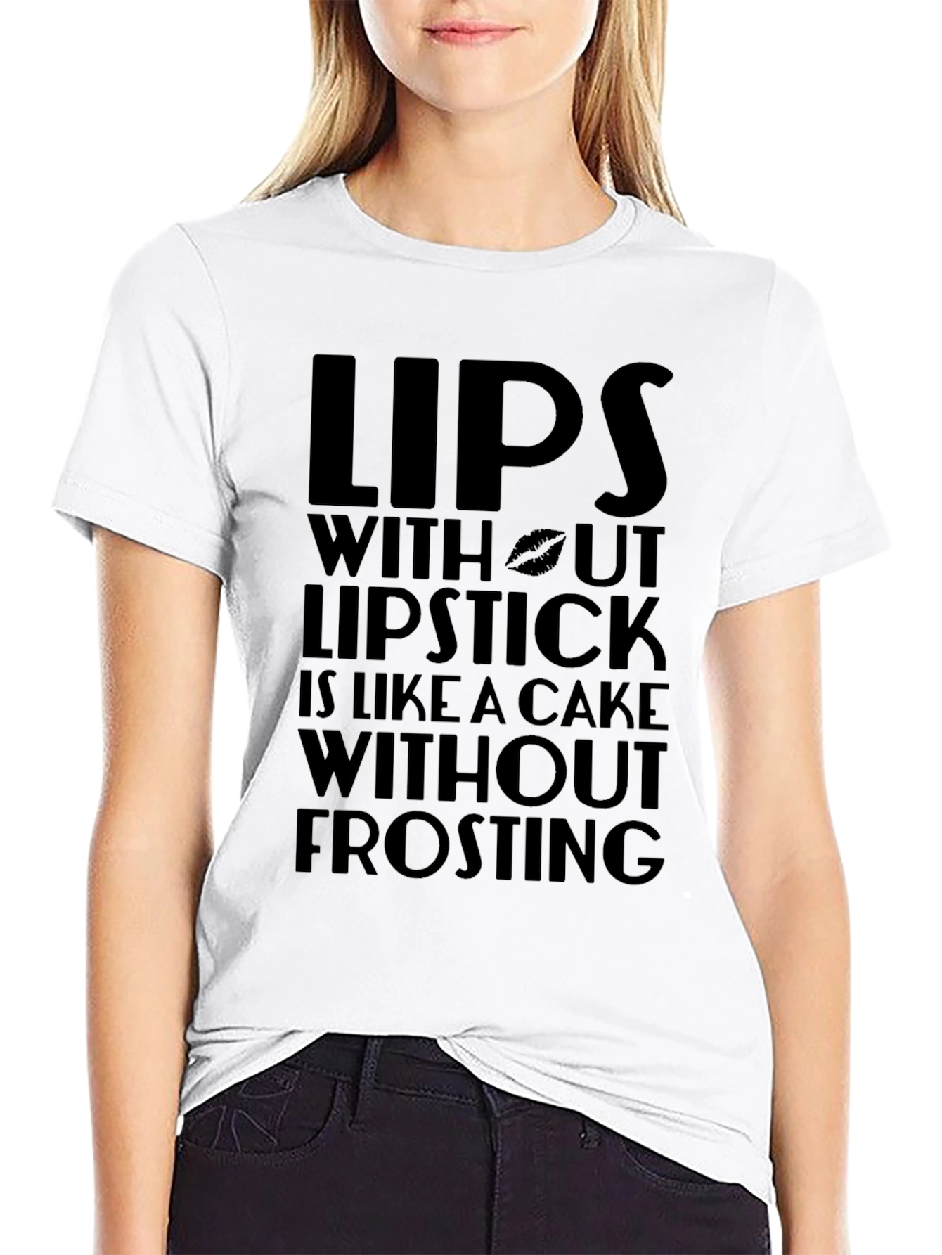 Lips Lipstick Cake Frosting Funny Graphic T-Shirt