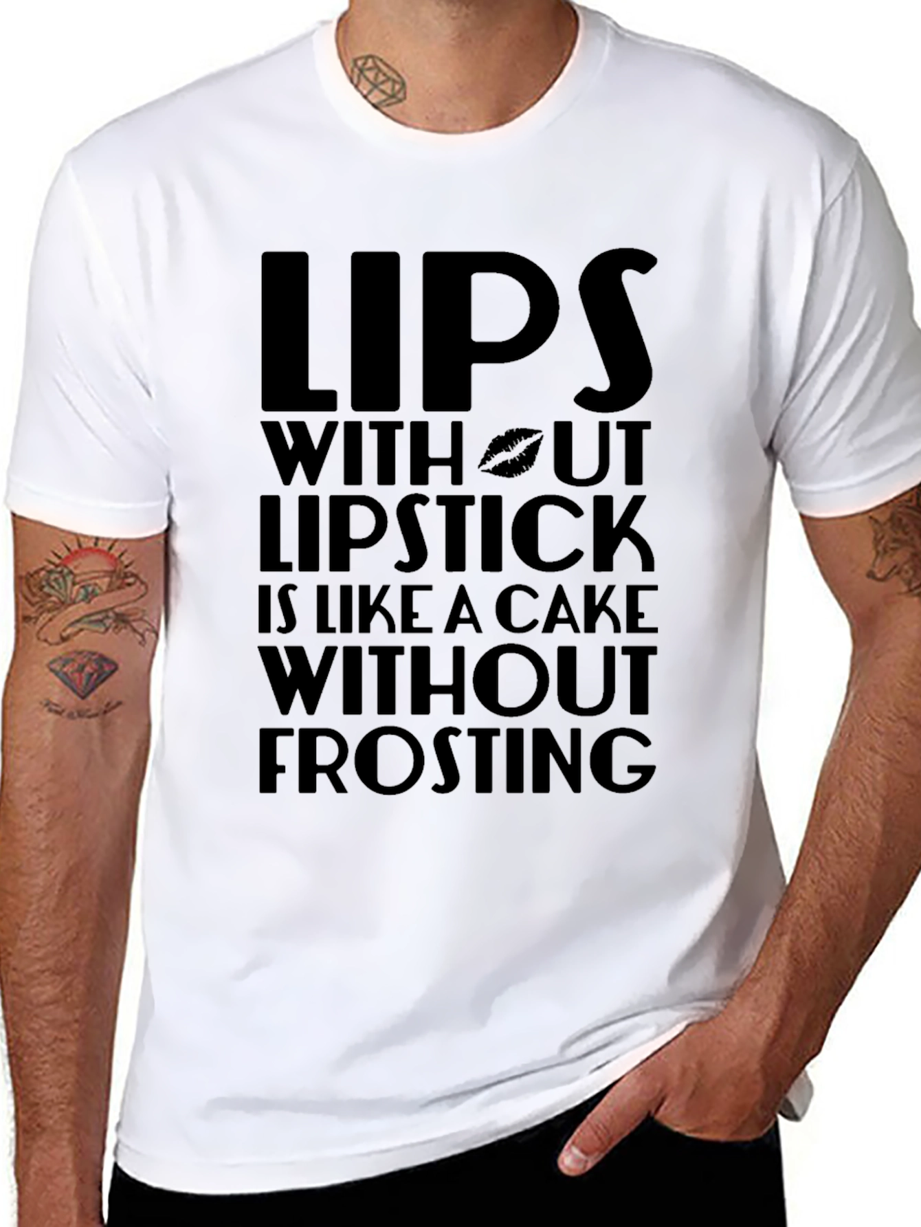 Lips Lipstick Cake Frosting Funny Graphic T-Shirt