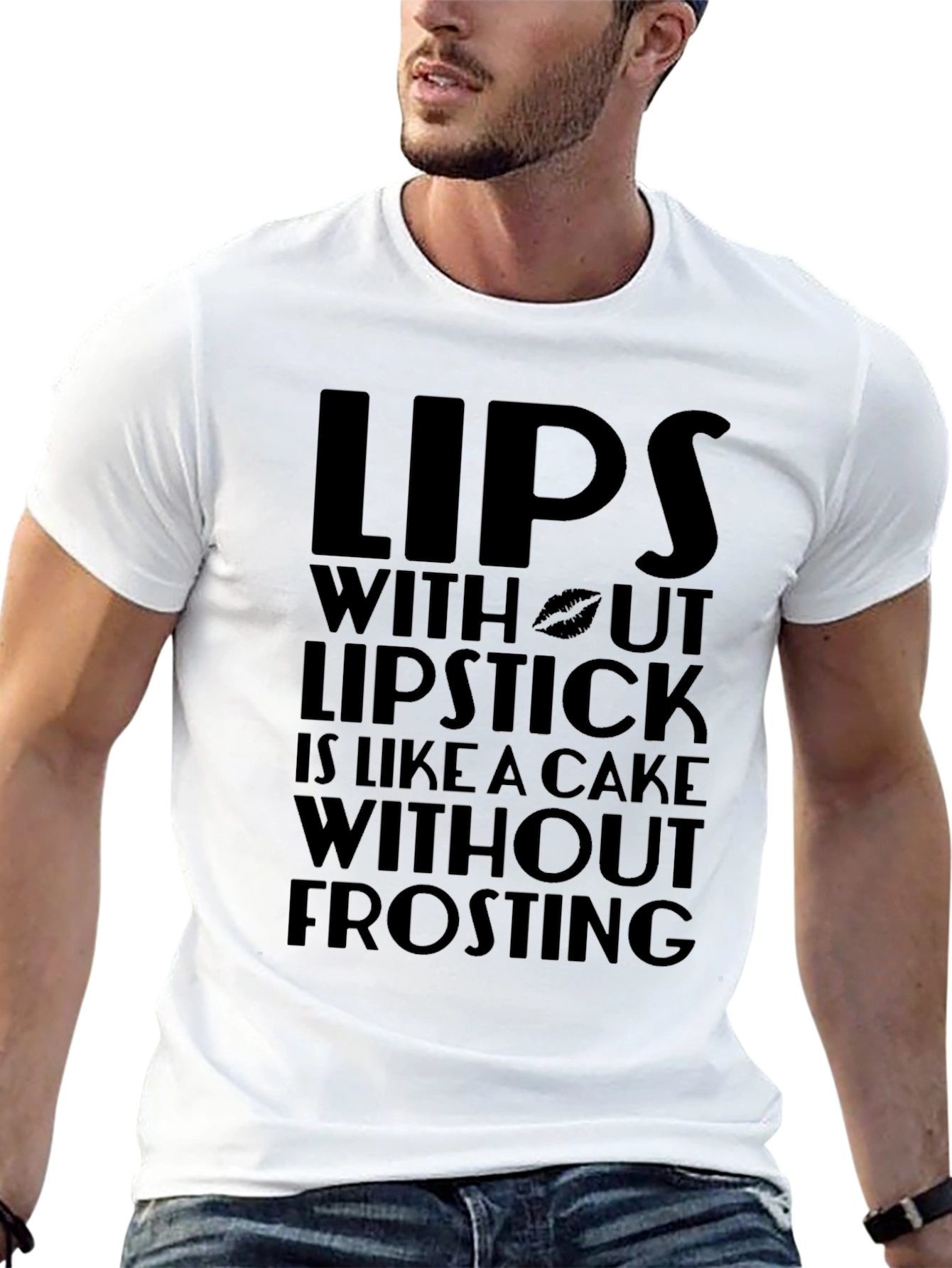 Lips Lipstick Cake Frosting Funny Graphic T-Shirt