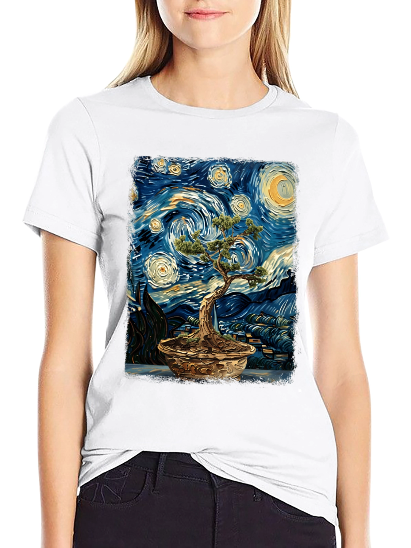 Starry Night Bonsai Tree Graphic Tee