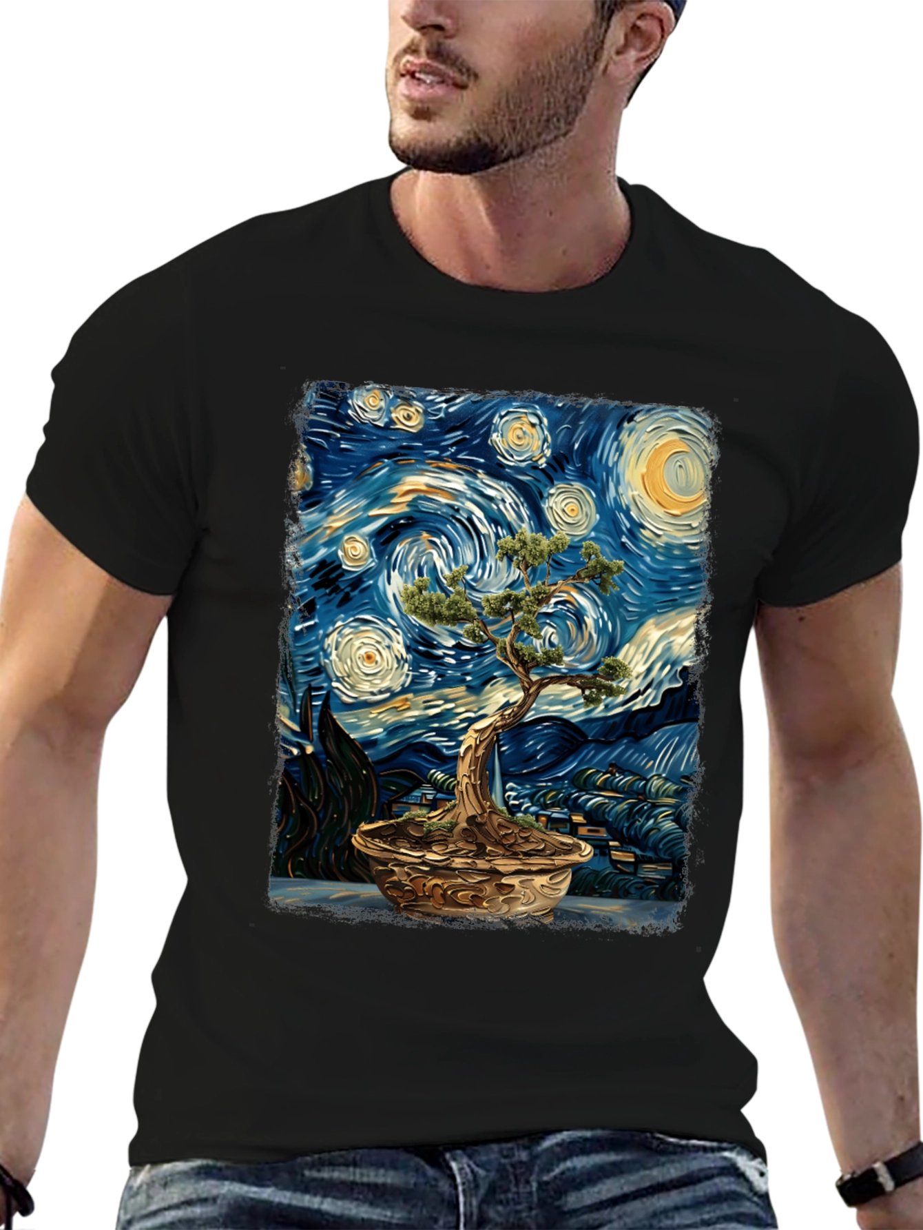 Starry Night Bonsai Tree Graphic Tee
