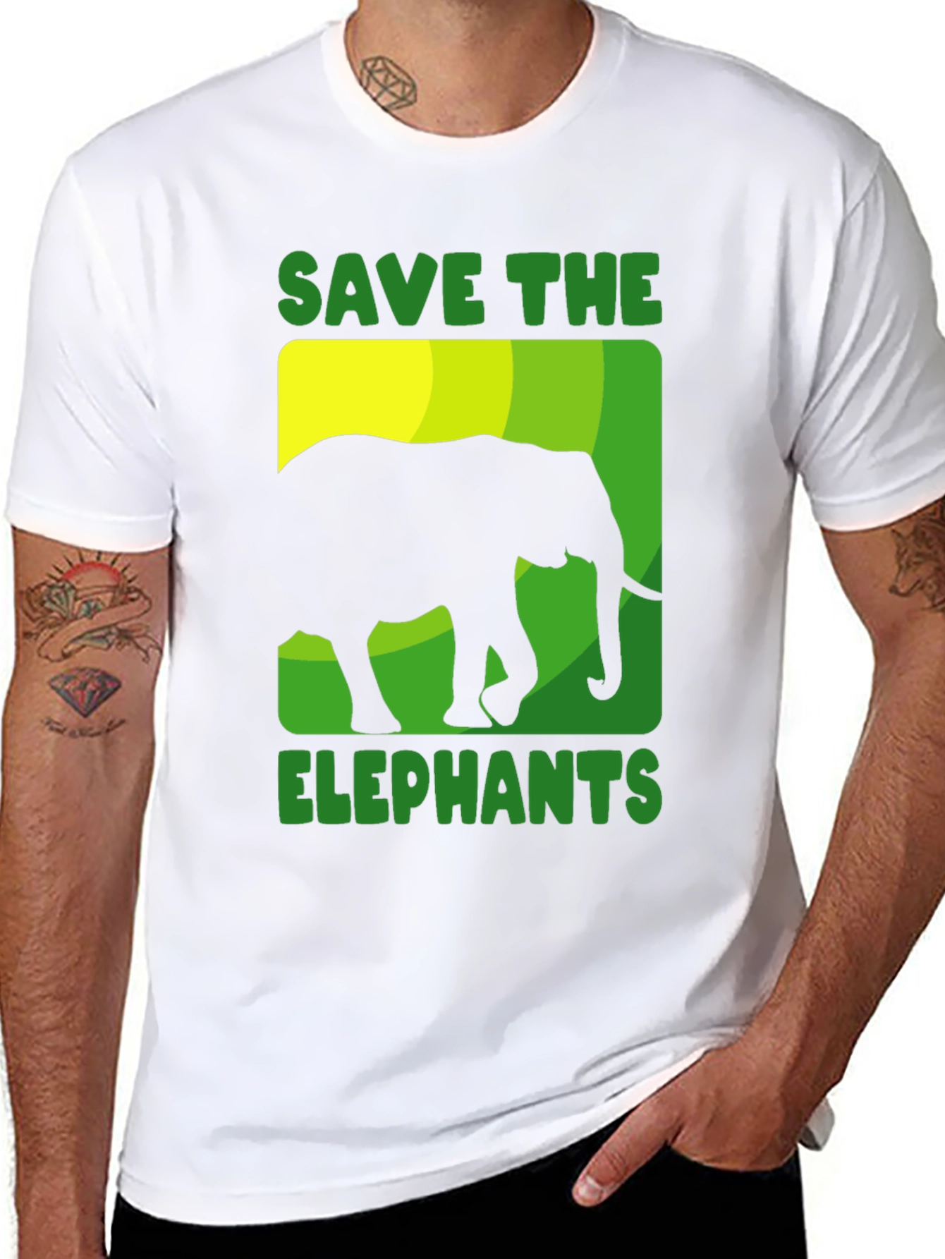 Save the Elephants Graphic Tee - Black Cotton T-Shirt