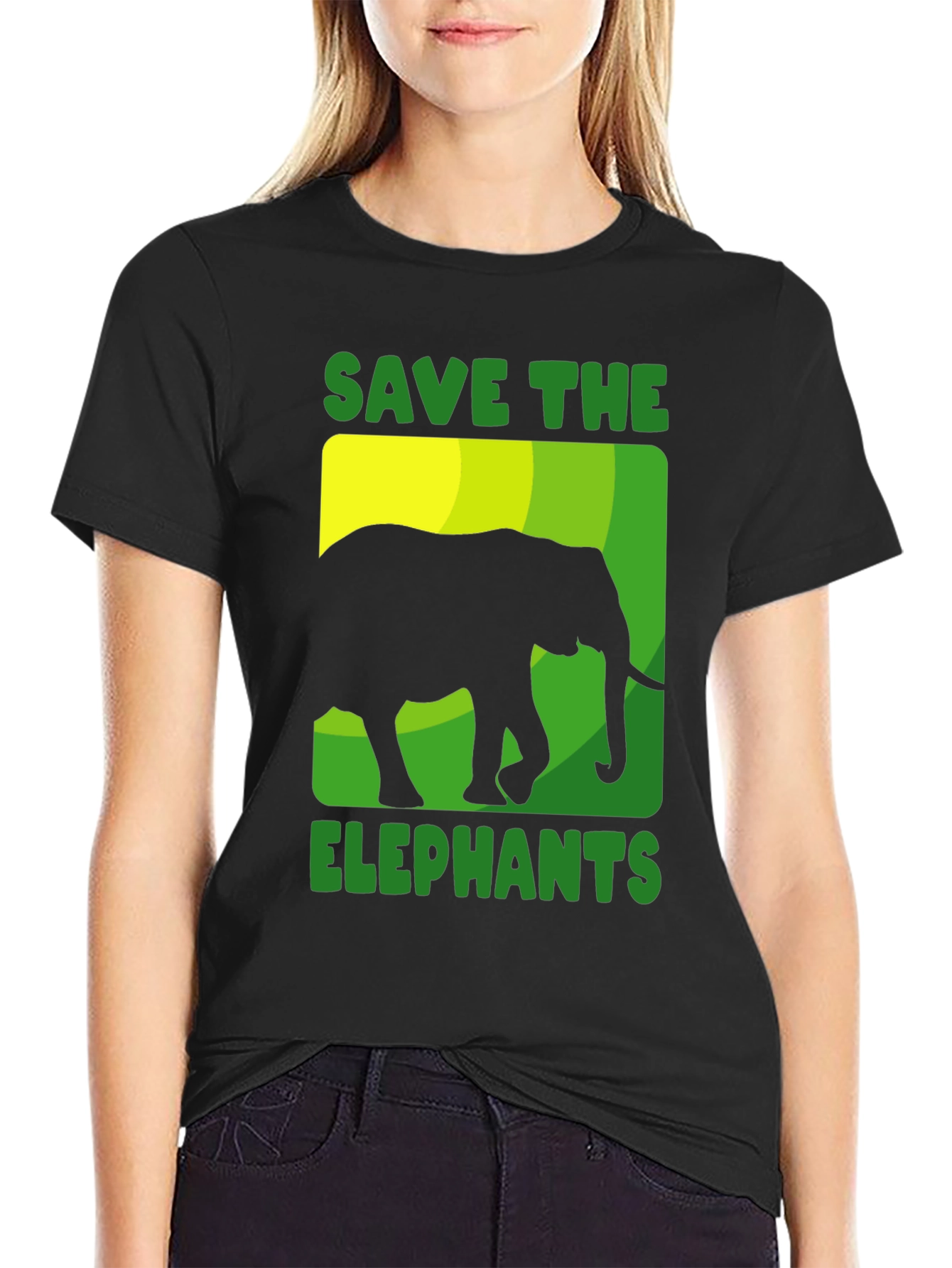 Save the Elephants Graphic Tee - Black Cotton T-Shirt