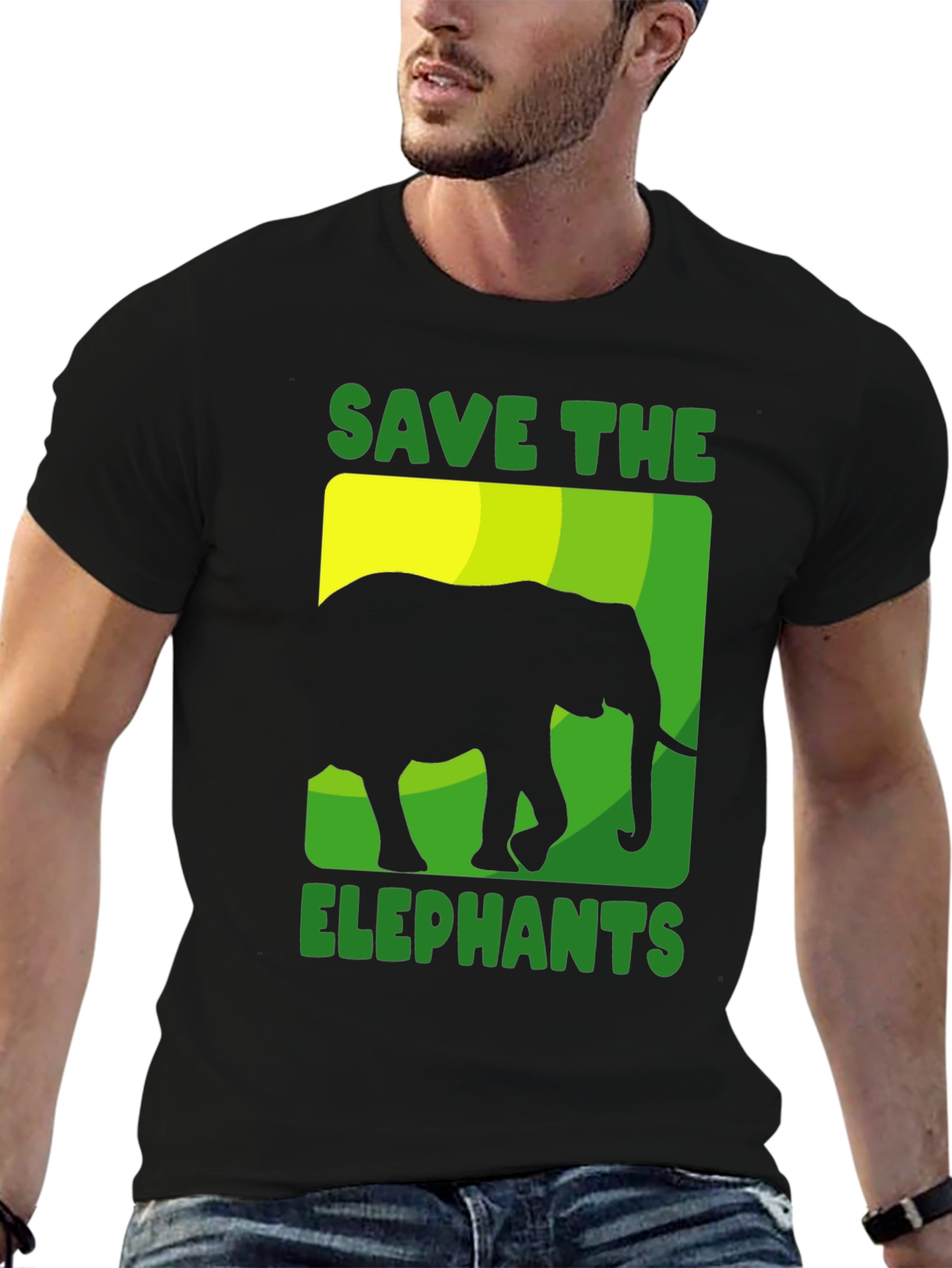 Save the Elephants Graphic Tee - Black Cotton T-Shirt