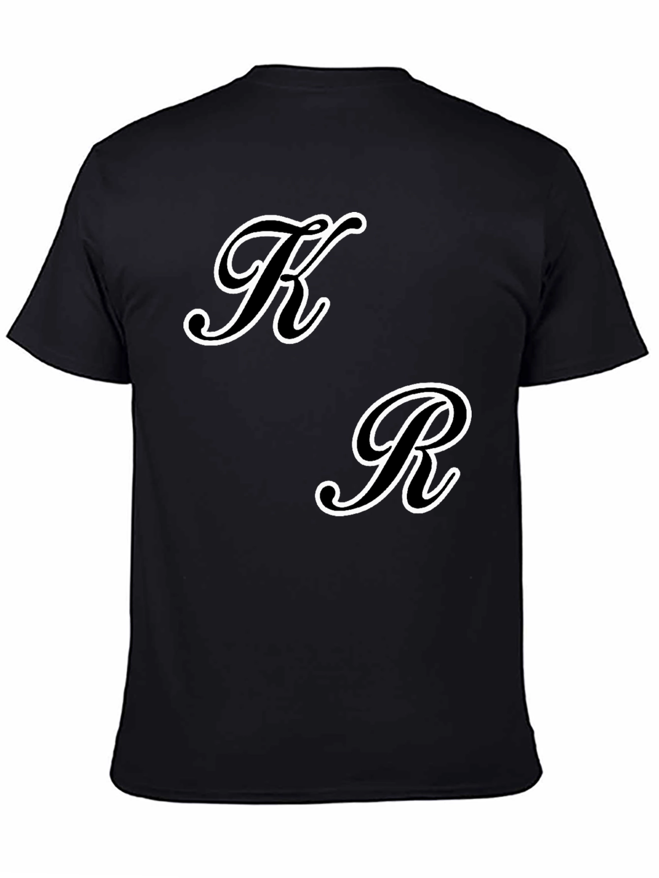 Black T-Shirt with Initial Design - K & R