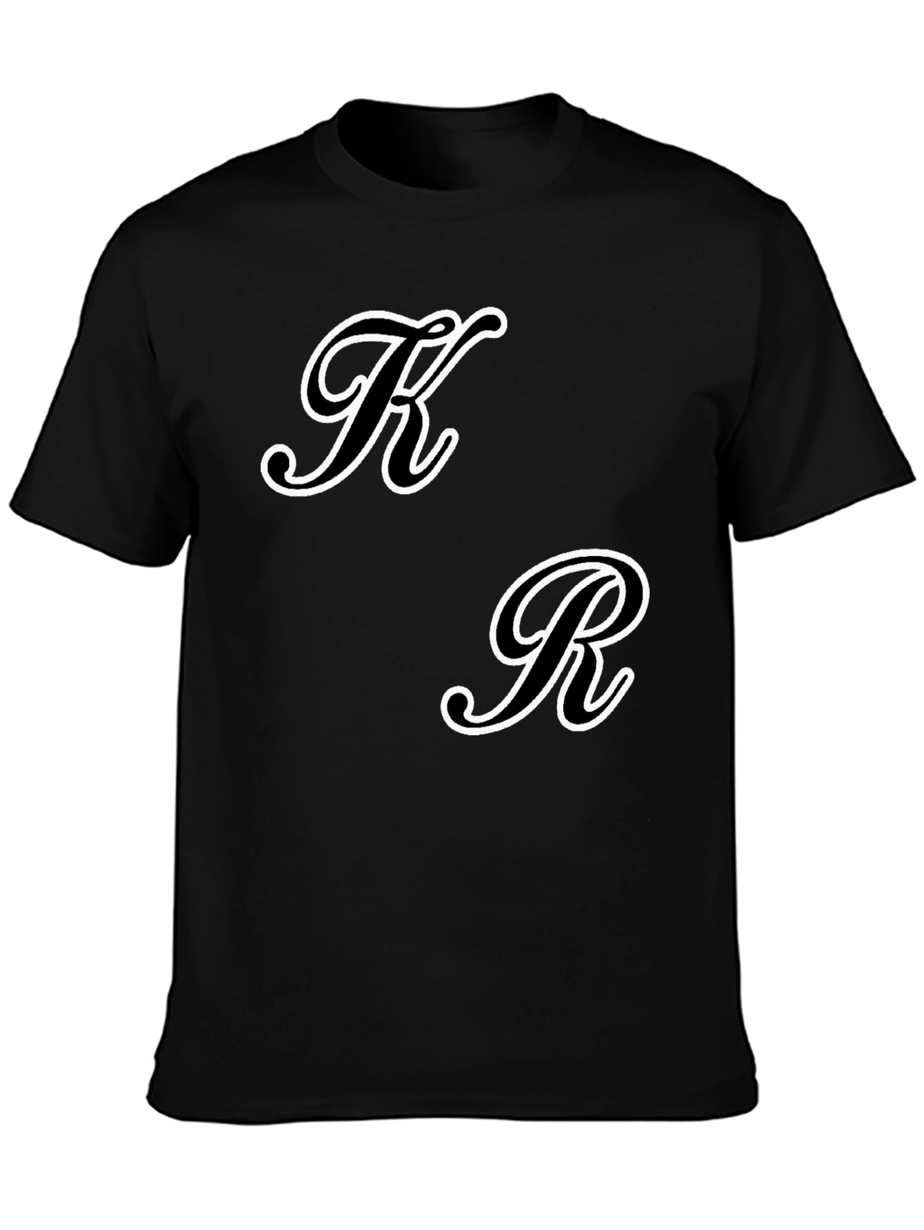 Black T-Shirt with Initial Design - K & R