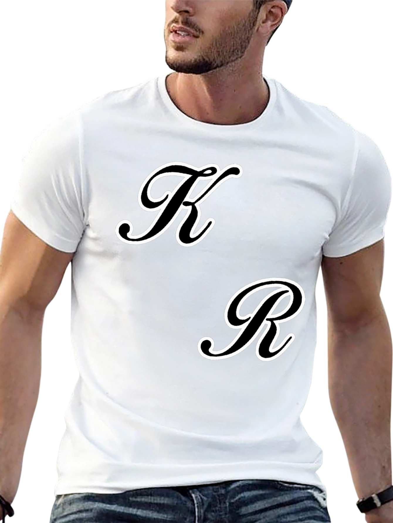 Black T-Shirt with Initial Design - K & R