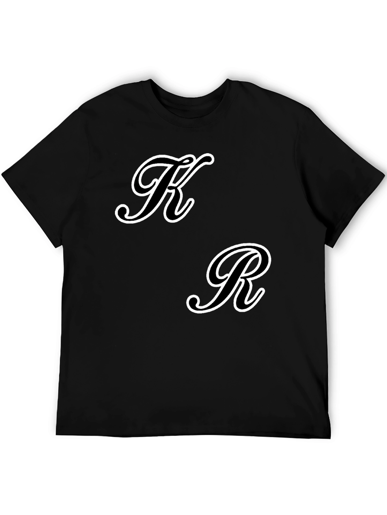 Black T-Shirt with Initial Design - K & R