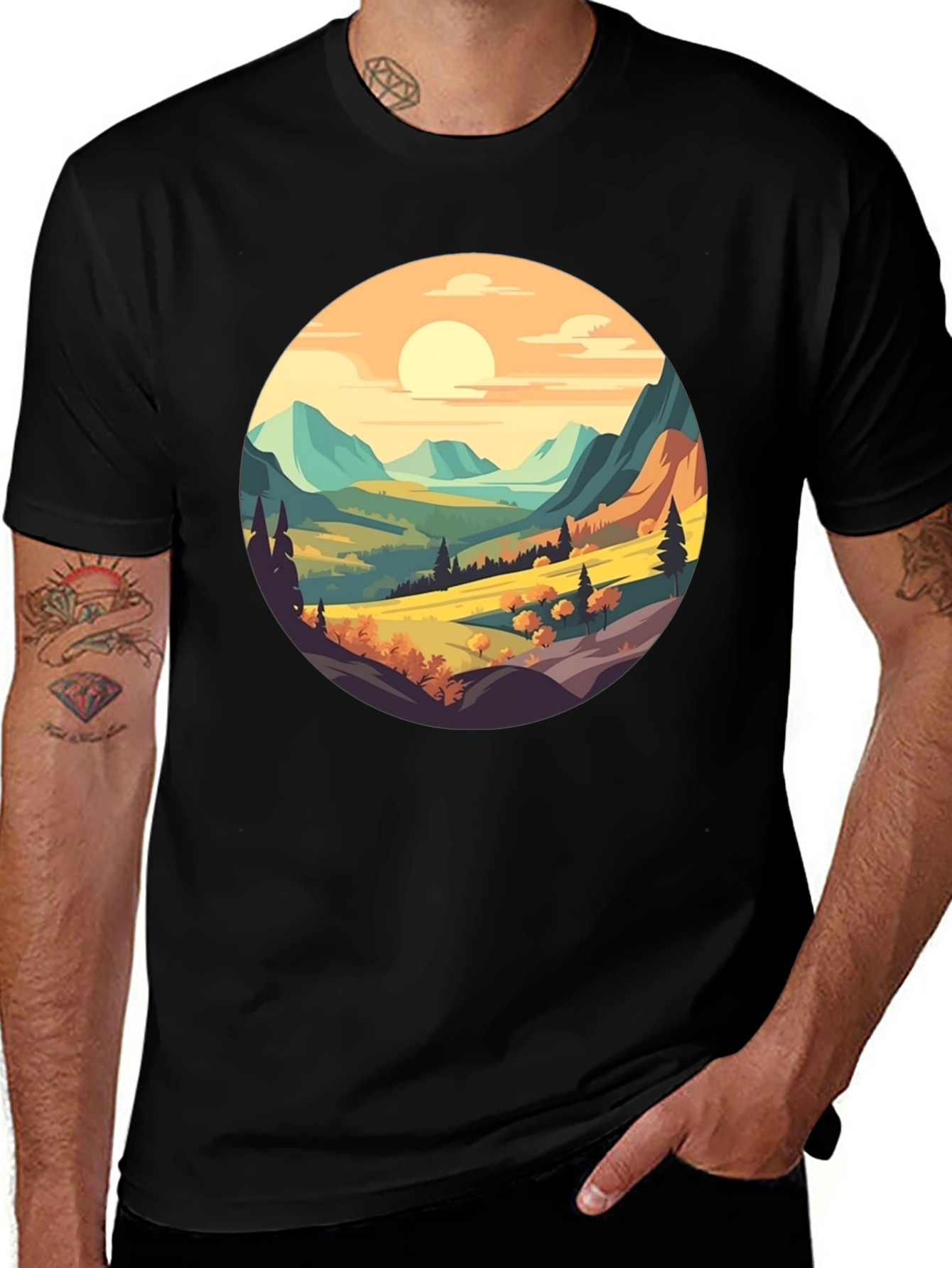 Scenic Landscape Graphic Tee - Nature Inspired Design