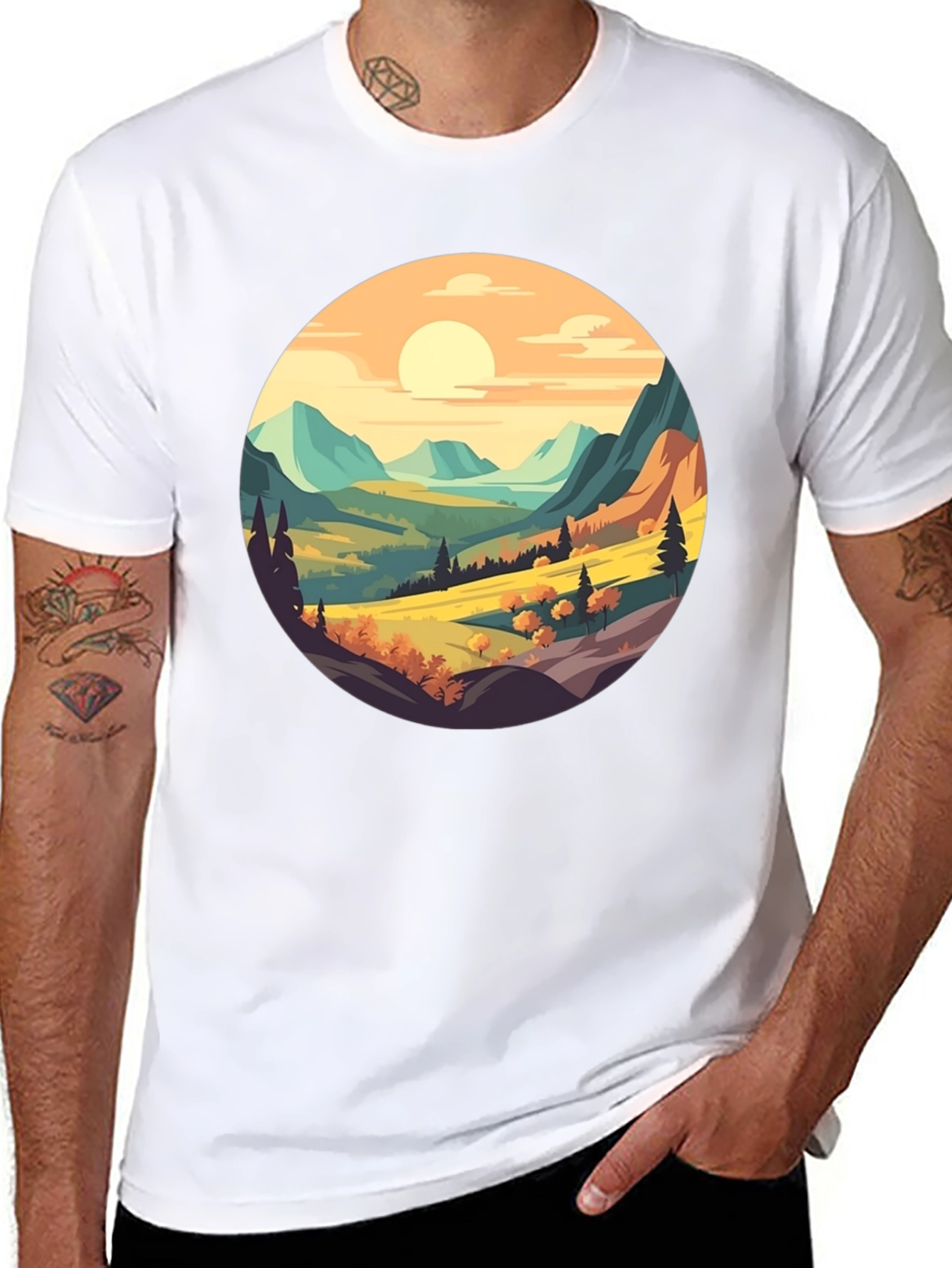 Scenic Landscape Graphic Tee - Nature Inspired Design