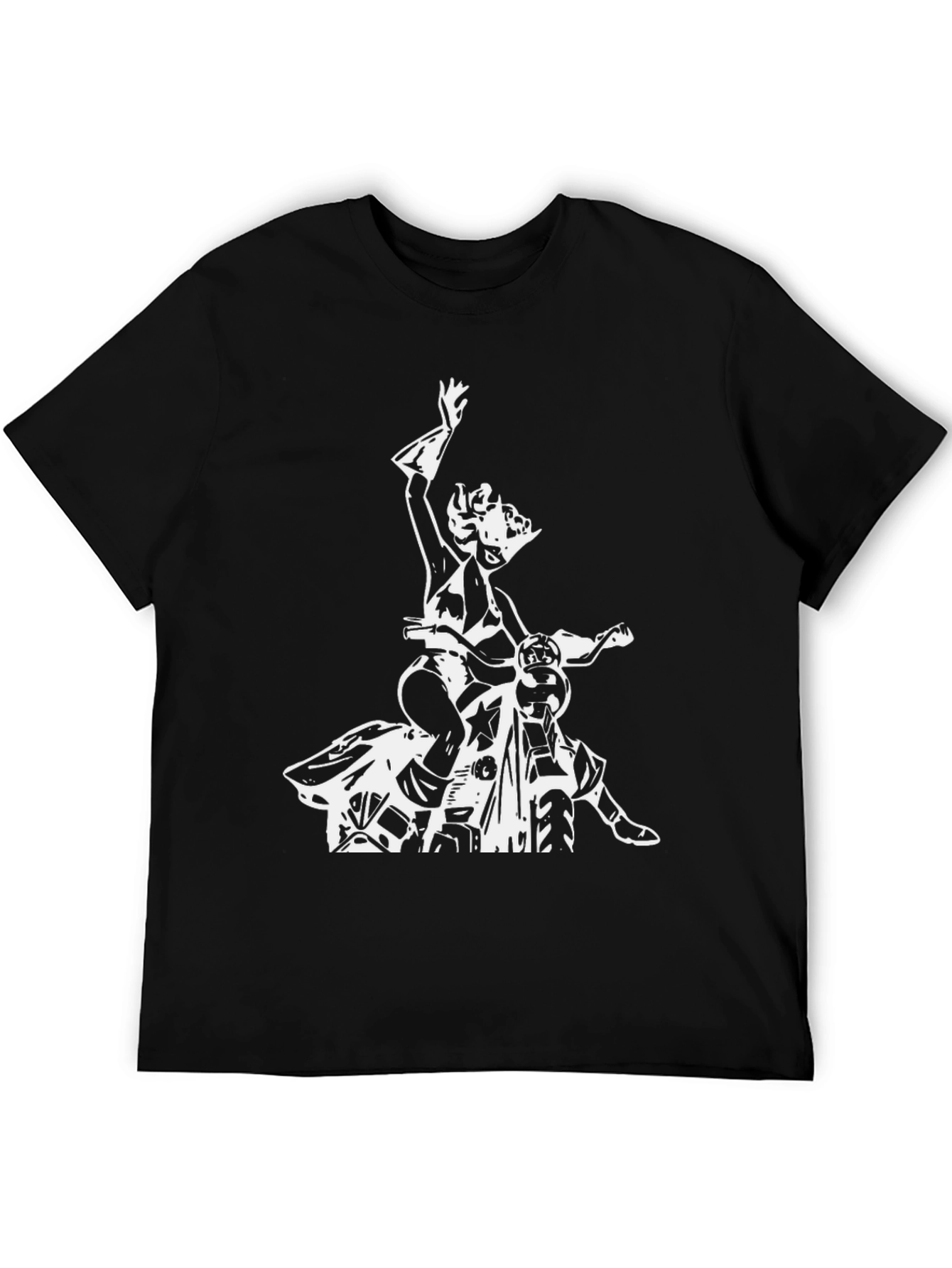 Black T-Shirt with Biker Girl Graphic
