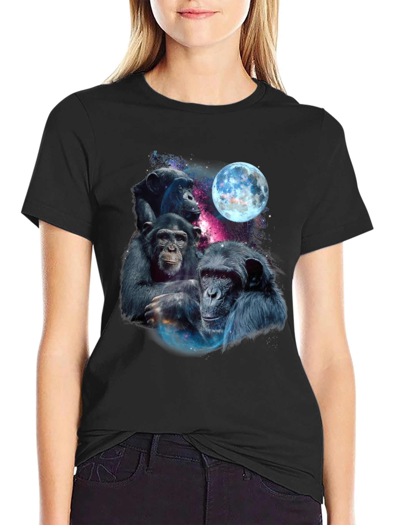 Chimpanzee Moon Graphic T-Shirt