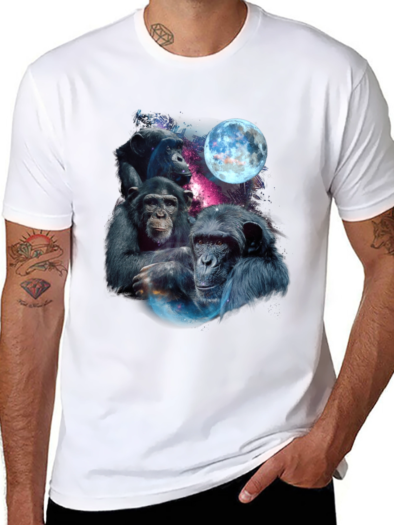 Chimpanzee Moon Graphic T-Shirt