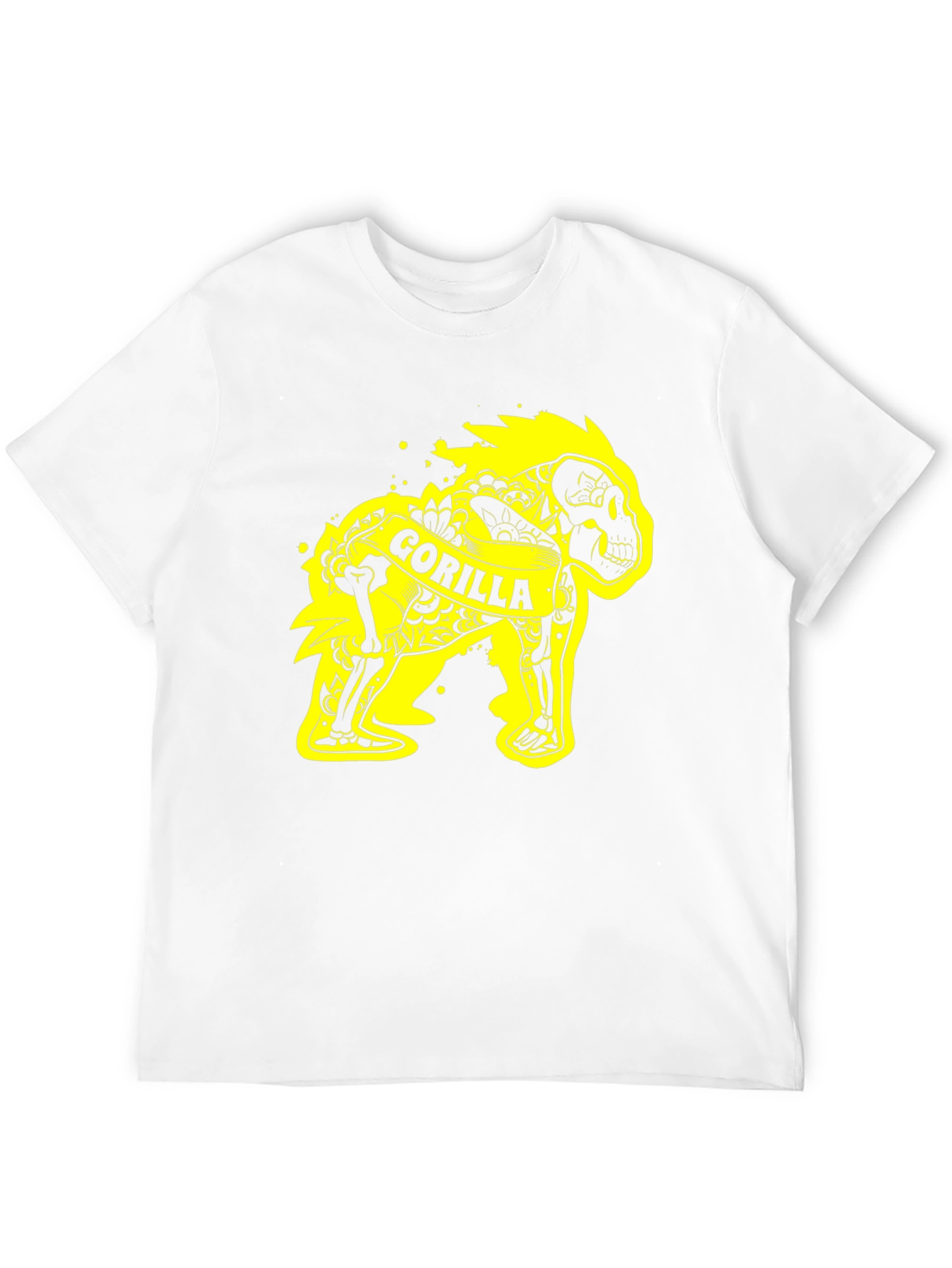 Gorilla Skeleton Graphic Tee - Black Cotton T-Shirt