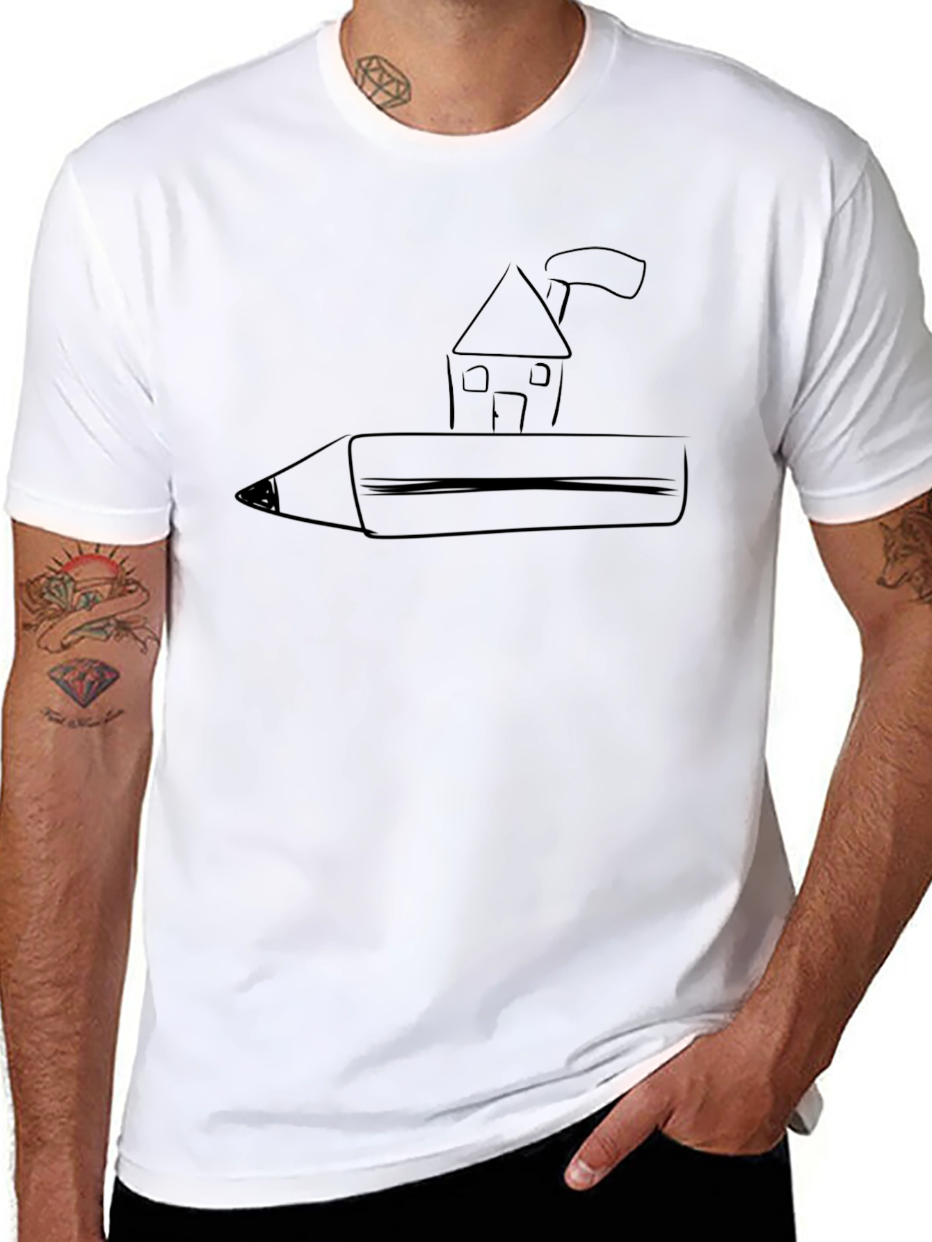 Black Pencil House T-Shirt - Artist Writer Creativity
